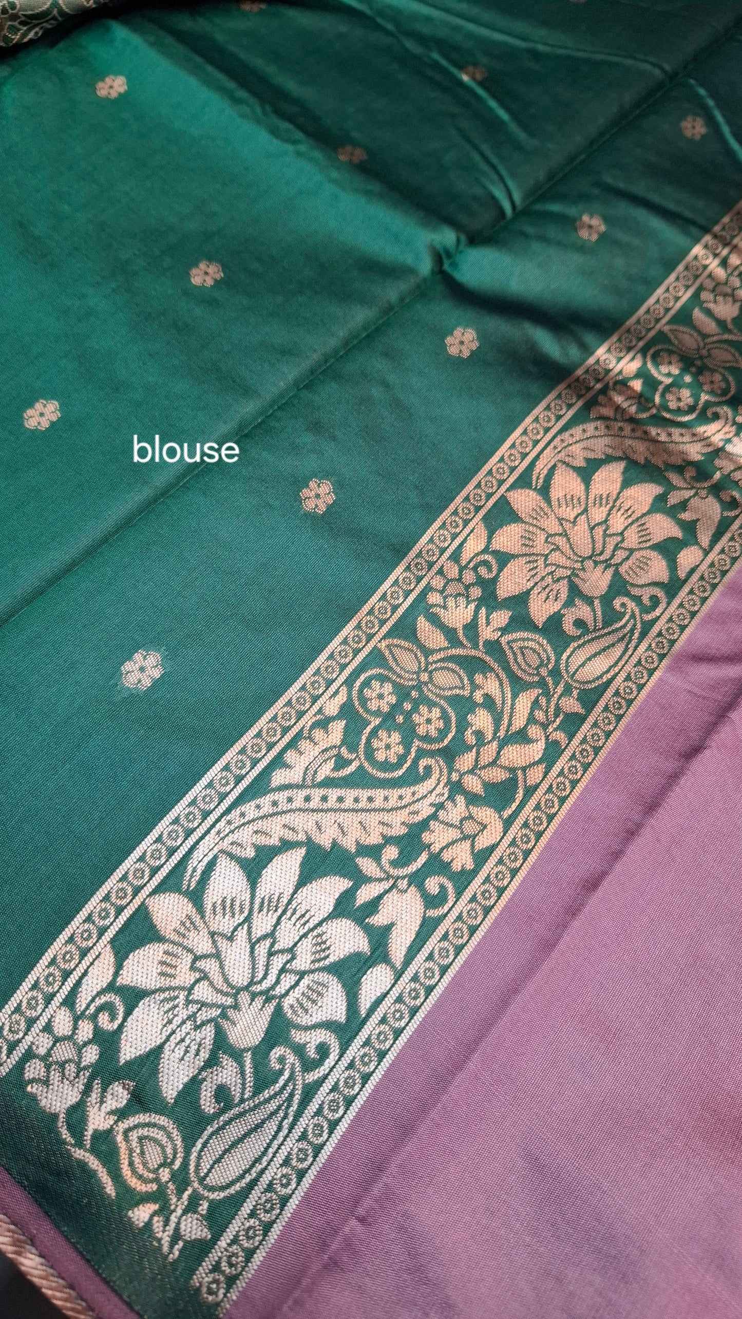 MAUVE & GREEN SEMI SILK