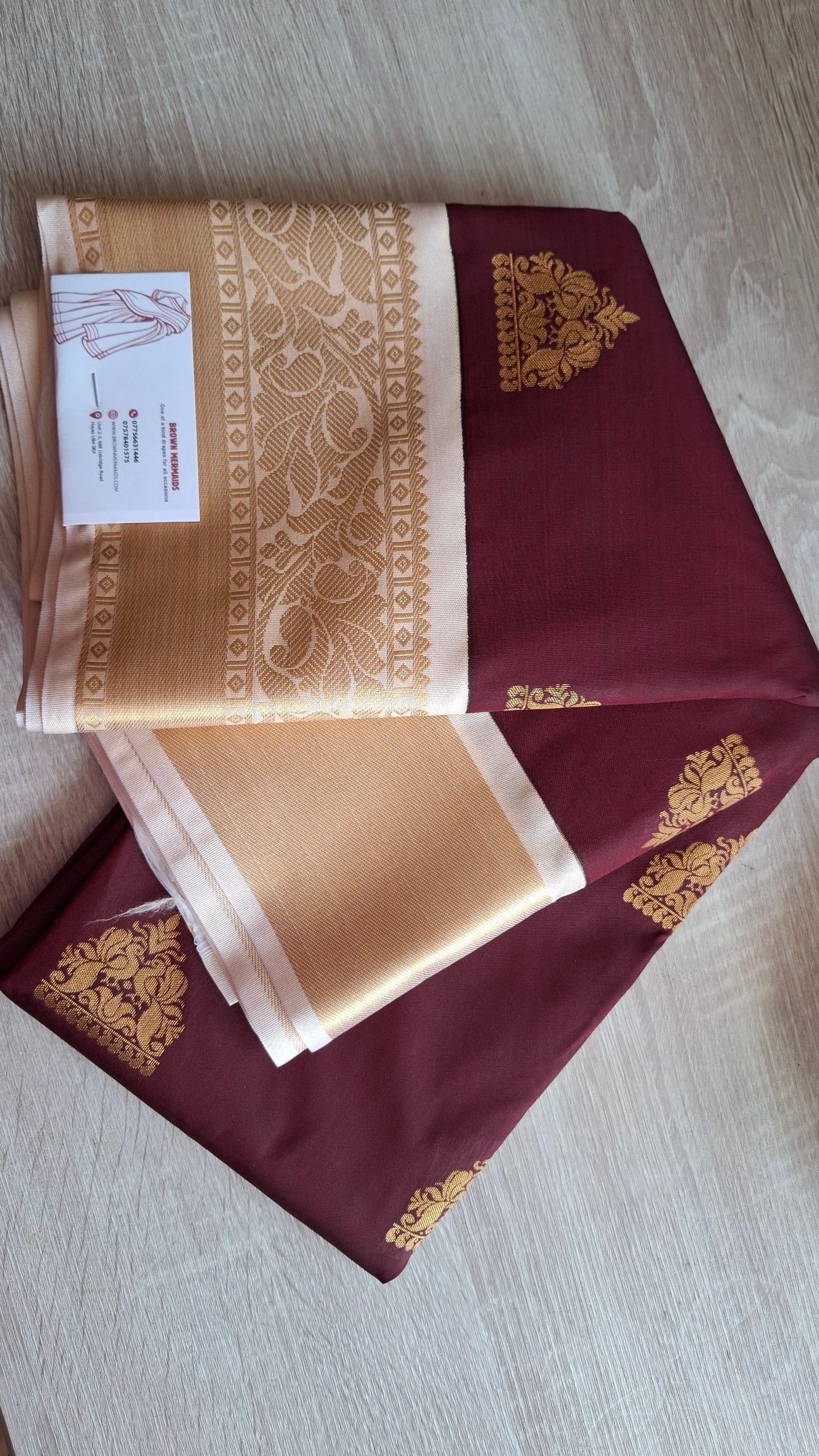 KANJI PATTU (MAROON& OFF-WHITE)