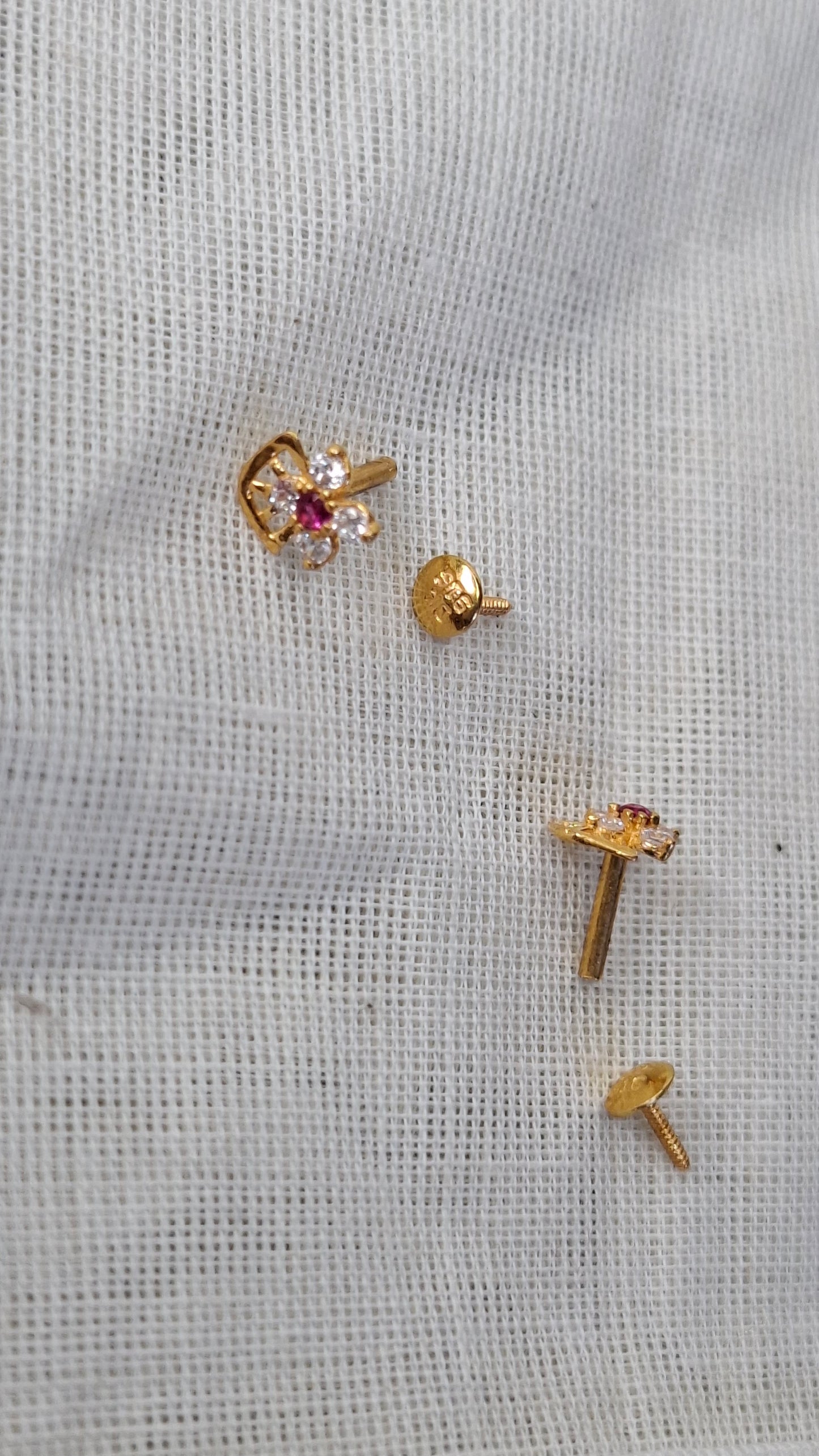 22ct Gold | CZ Ear Studs| 055