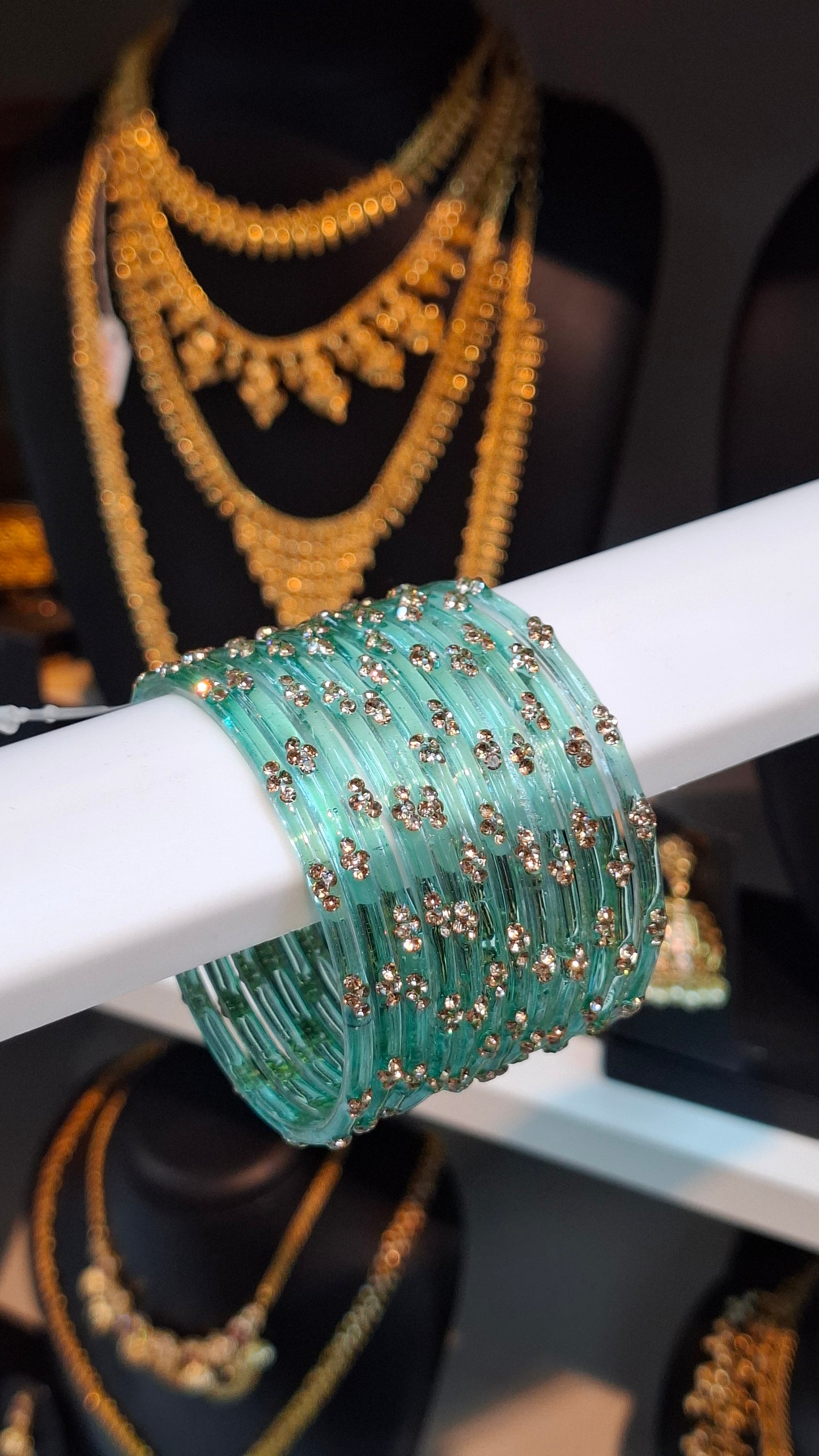 RAIN DROP BANGLES (AQUA)
