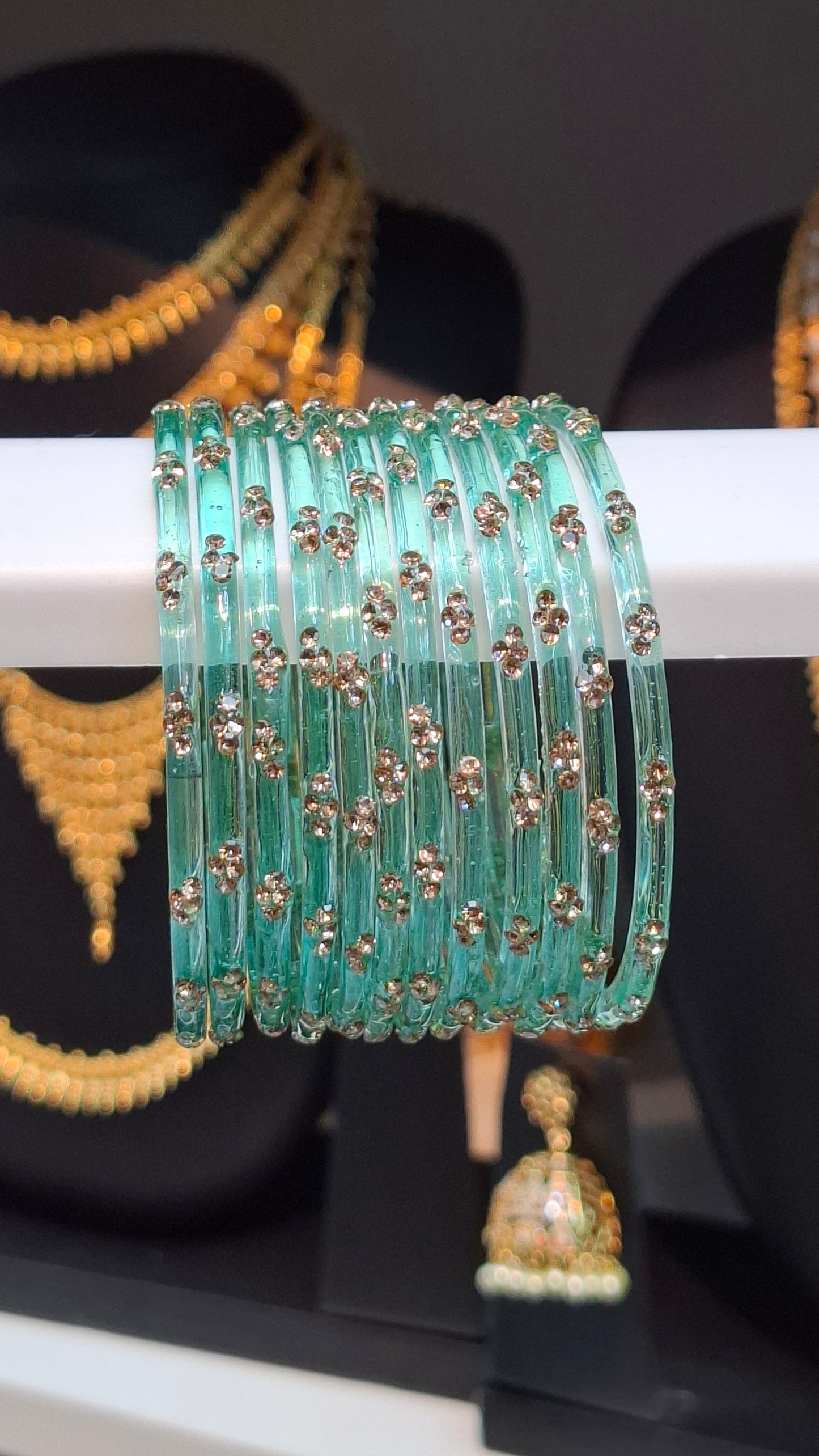 RAIN DROP BANGLES (AQUA)
