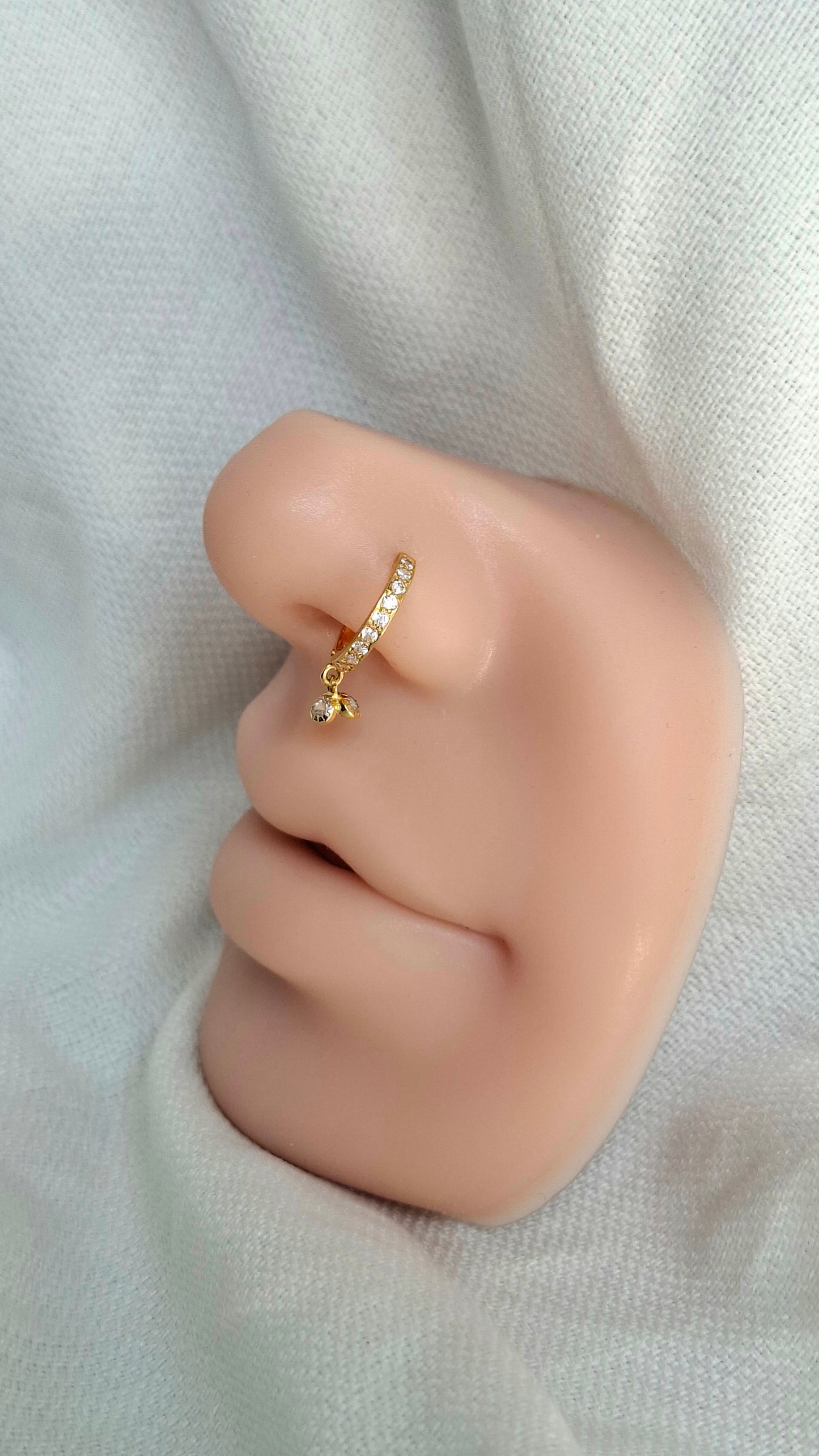 18ct Gold | CZ Nose ring | 058