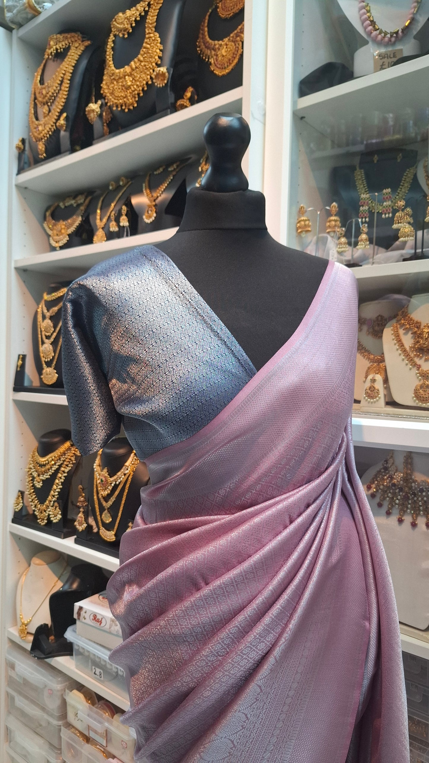 LILAC & NAVY KUBERA SILK