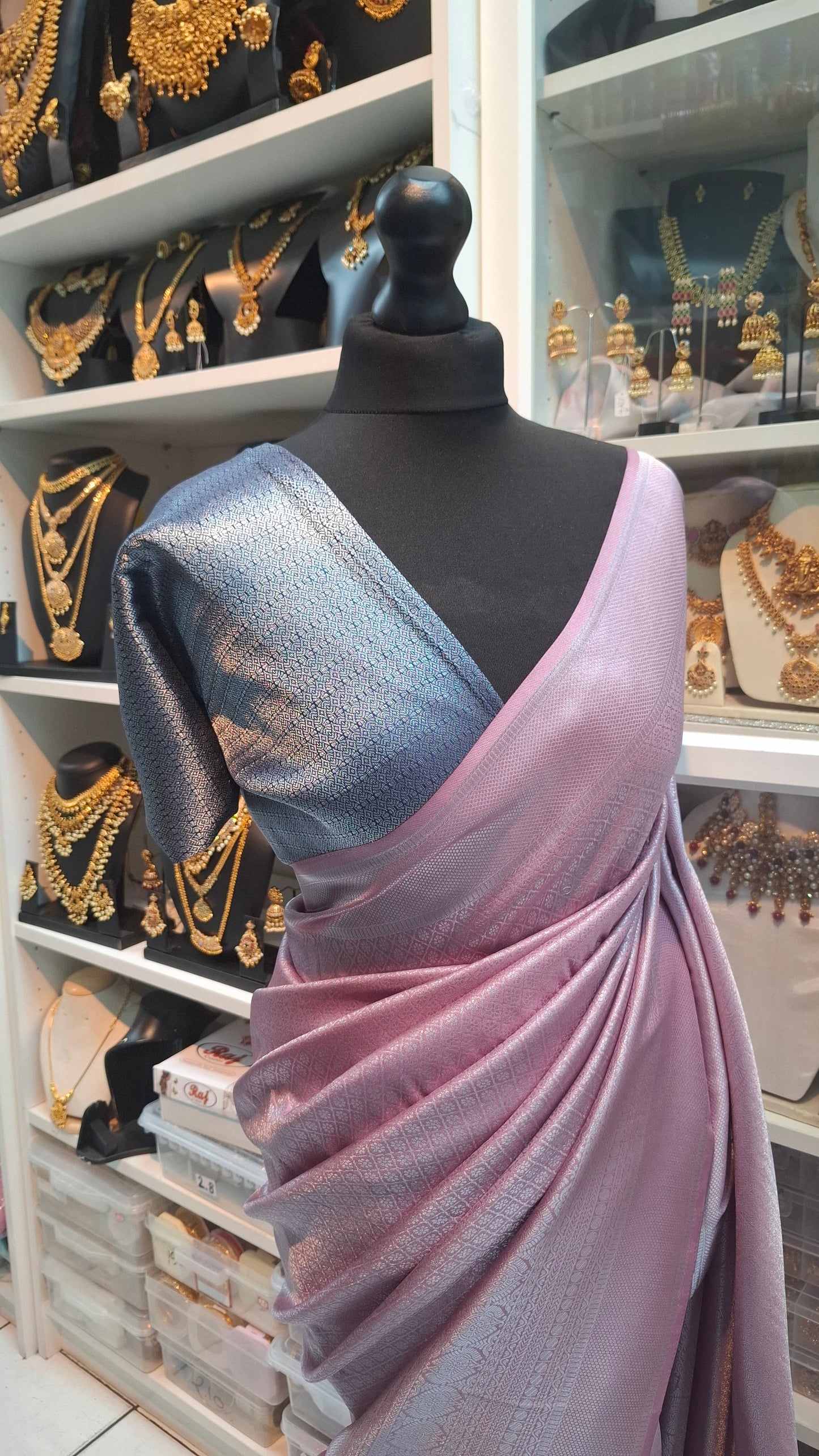 LILAC & NAVY KUBERA SILK