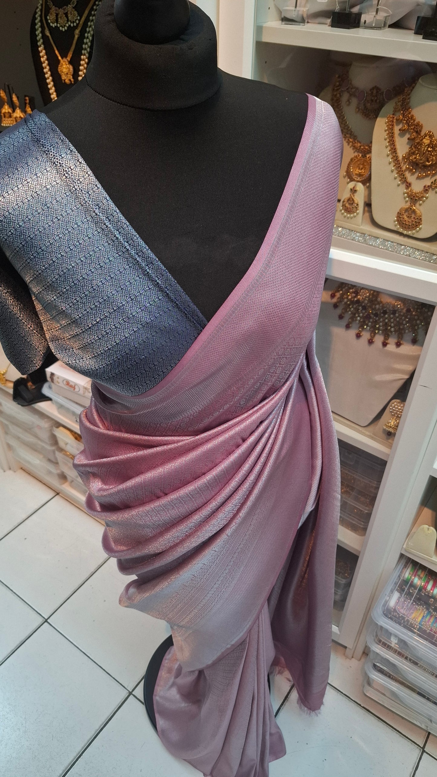 LILAC & NAVY KUBERA SILK