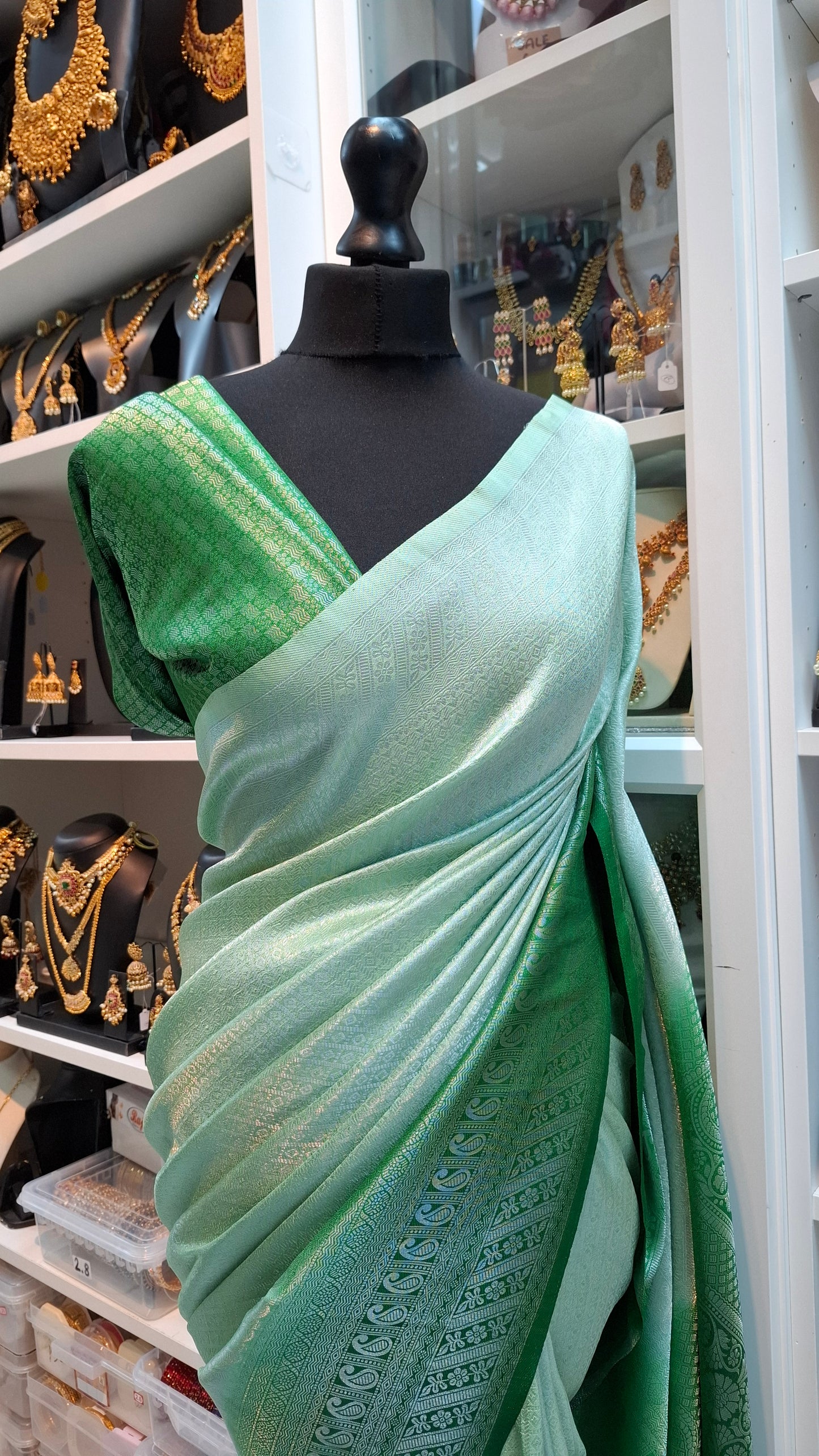 GREEN & SILVER KUBERA SILK
