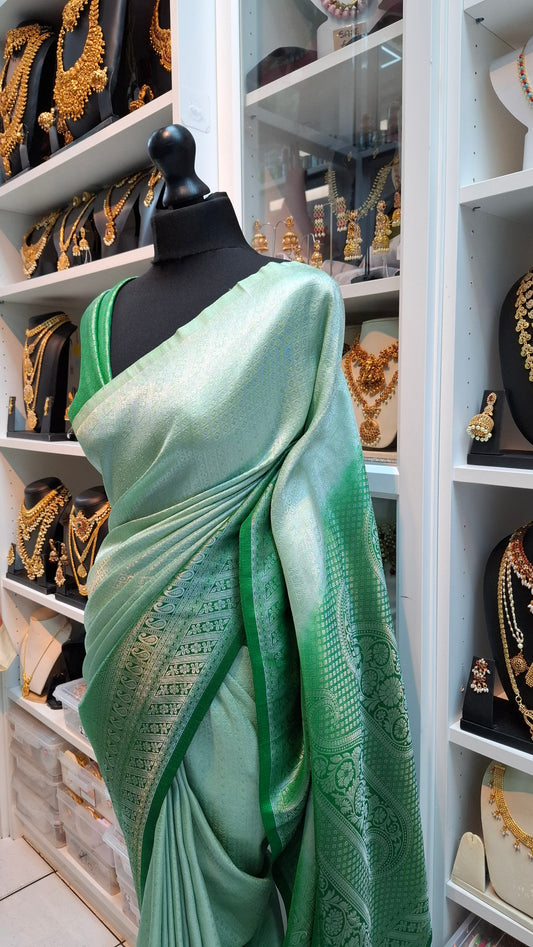 GREEN & SILVER KUBERA SILK