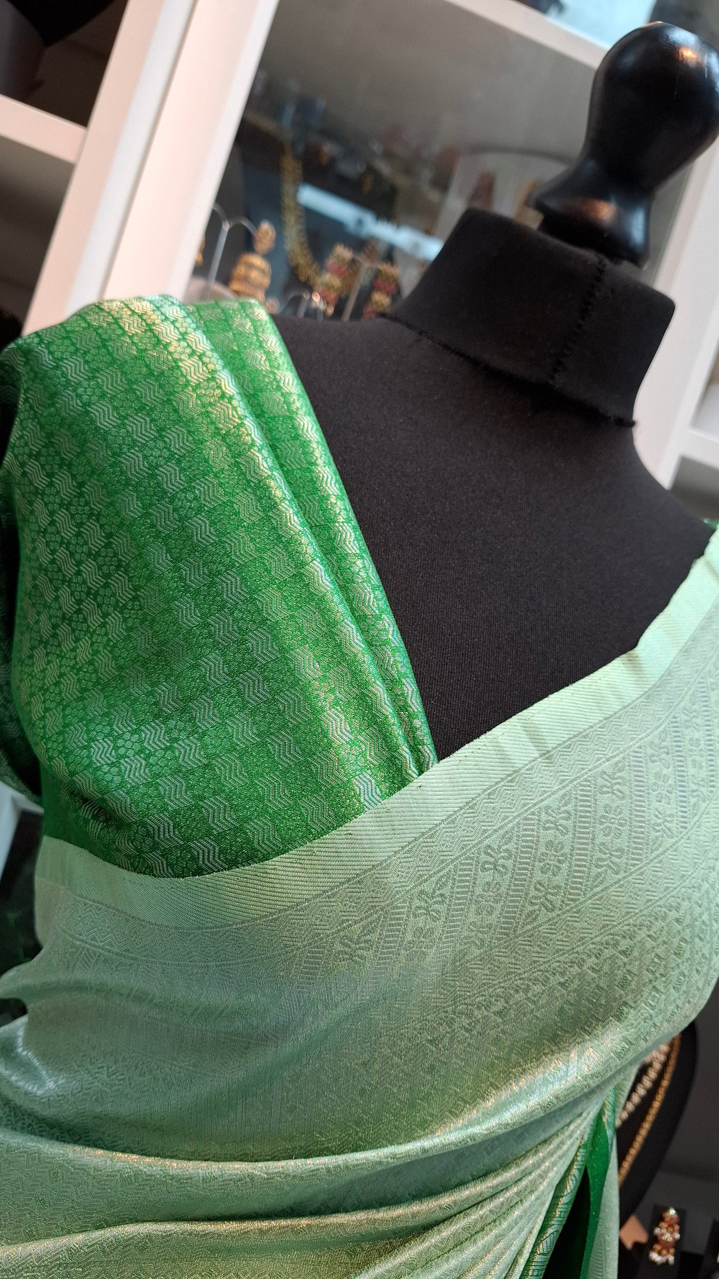 GREEN & SILVER KUBERA SILK