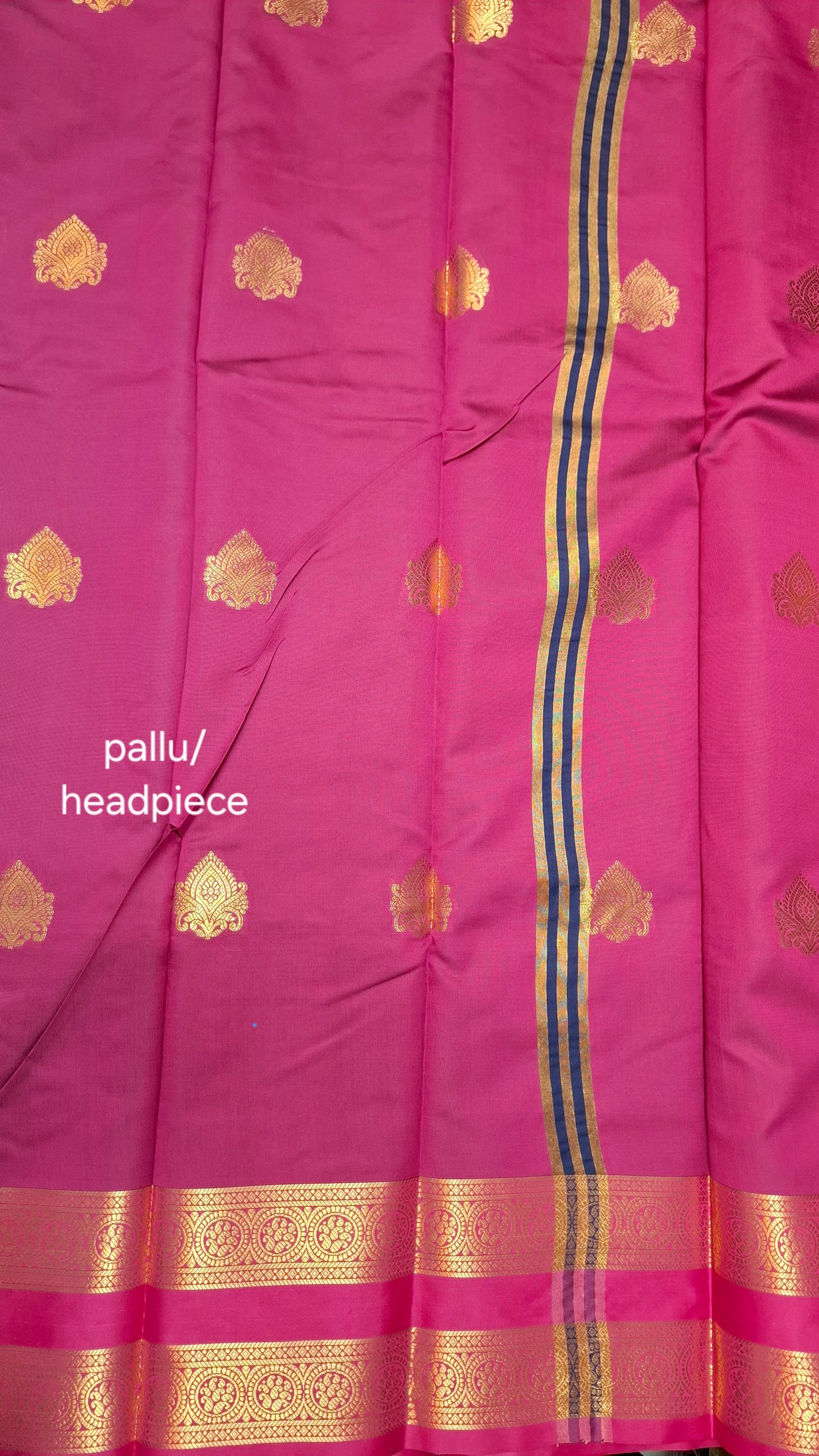 NAVY & MAGENTA KANJI SILK SAREE