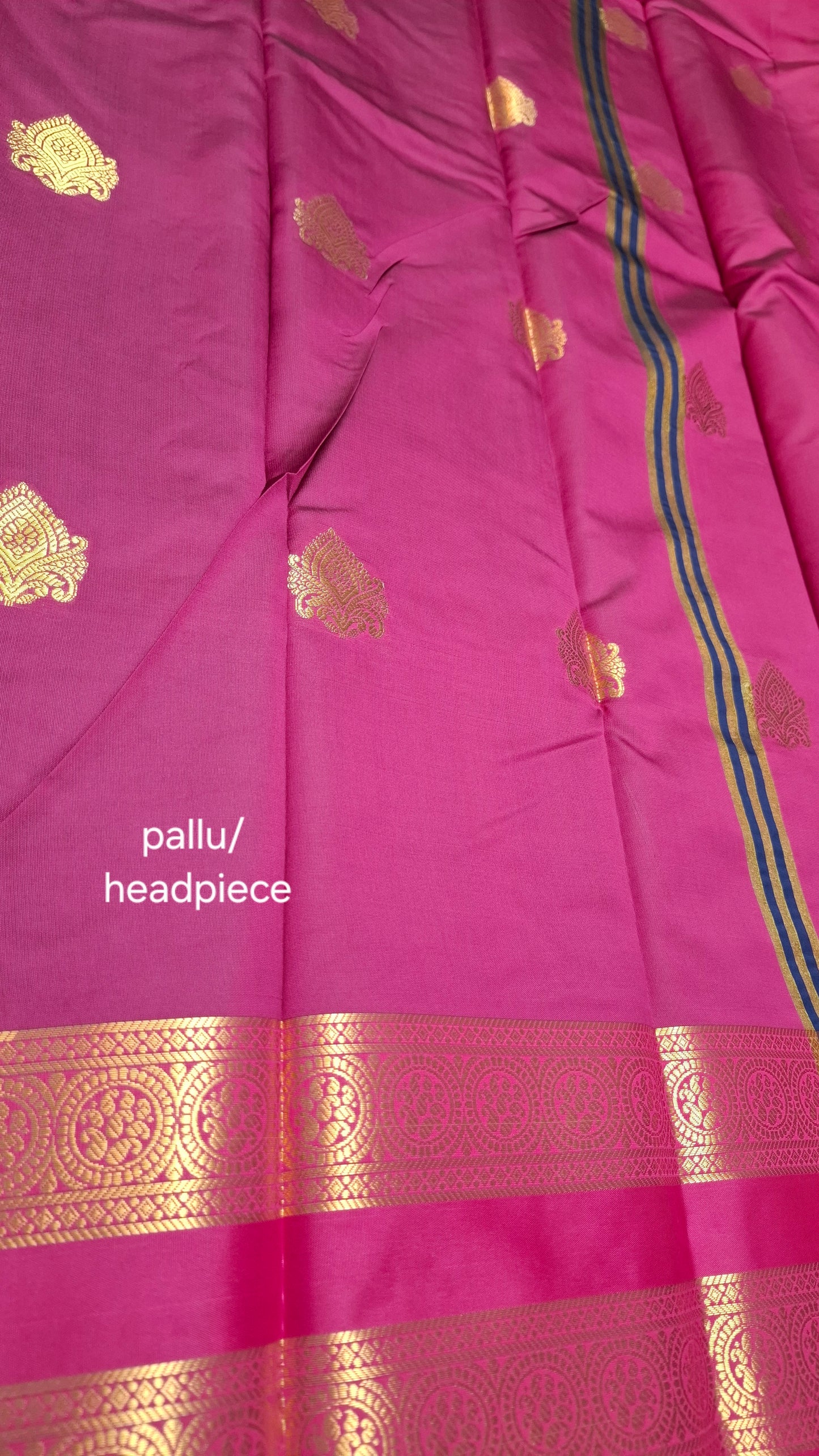 NAVY & MAGENTA KANJI SILK SAREE