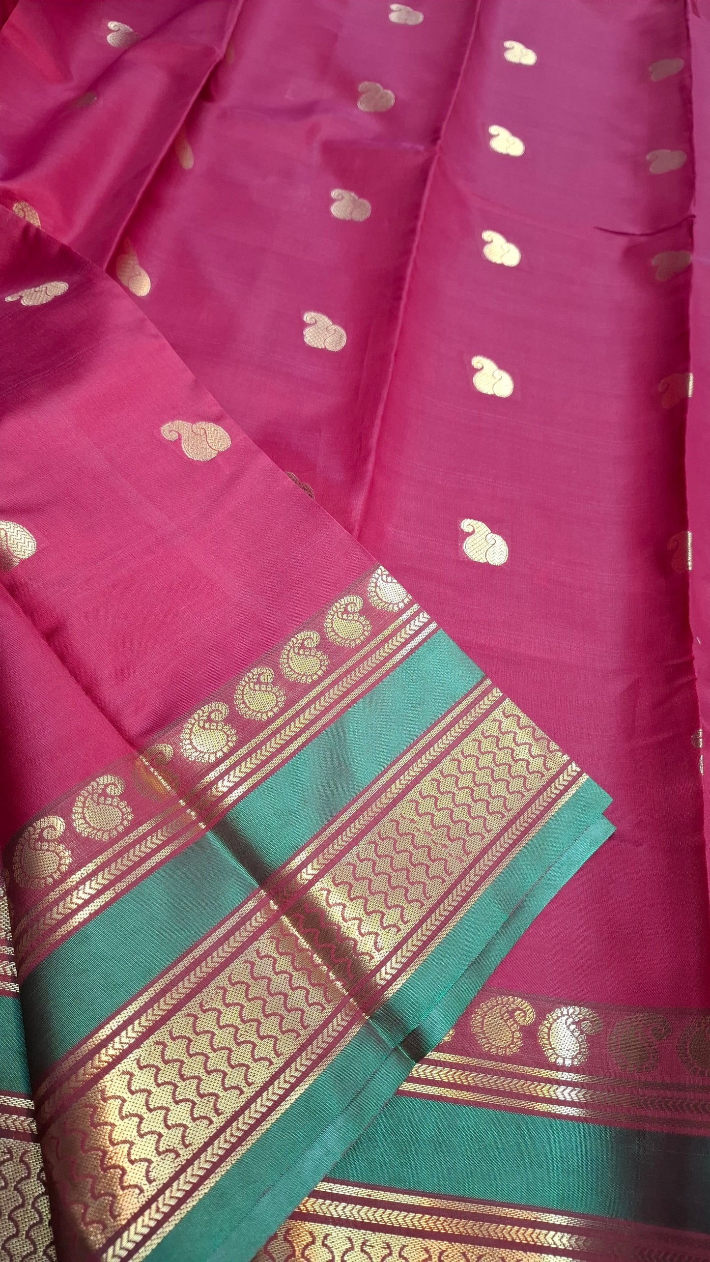 MAROON & GREEN KANJI SILK SAREE