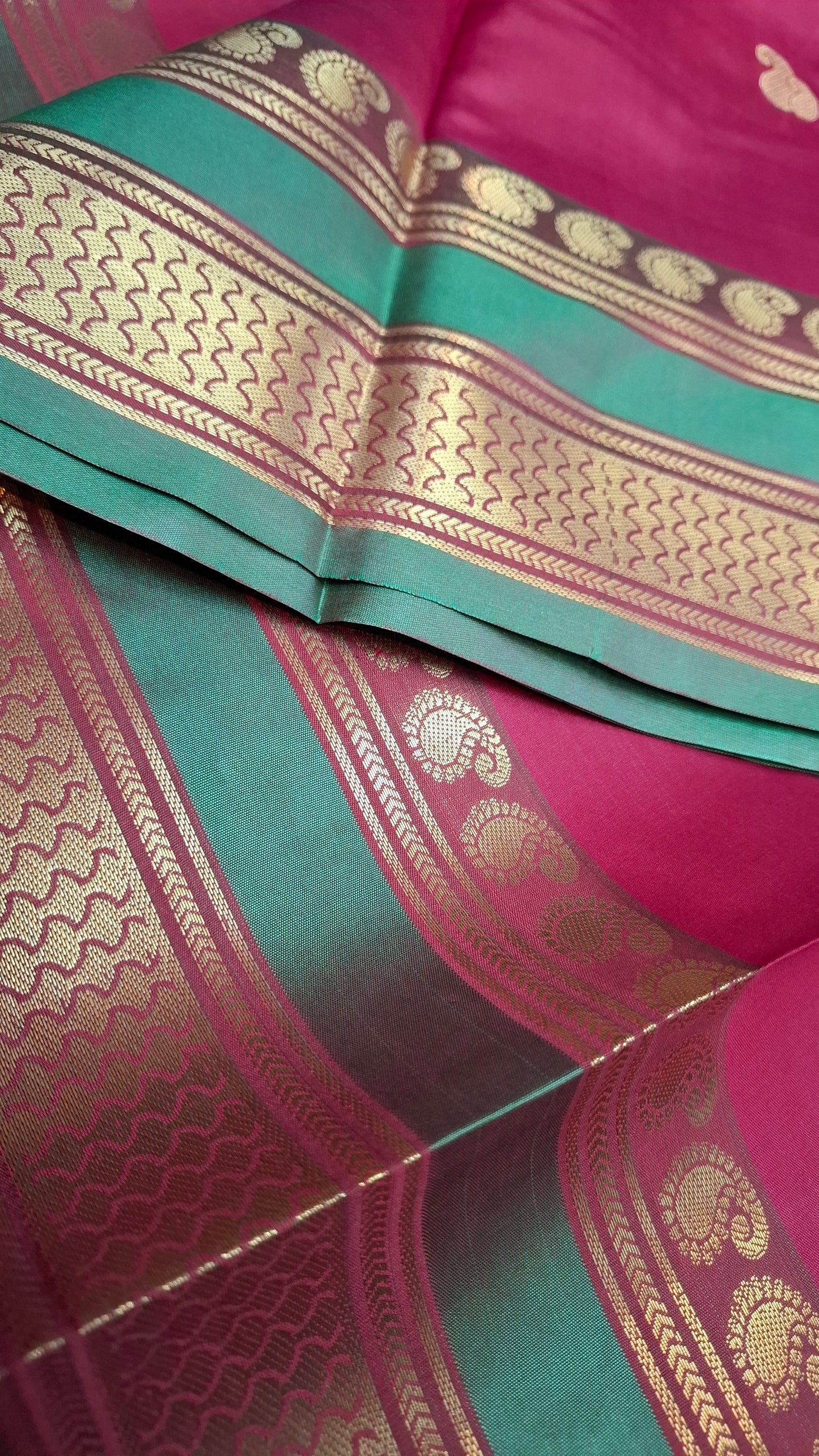 MAROON & GREEN KANJI SILK SAREE