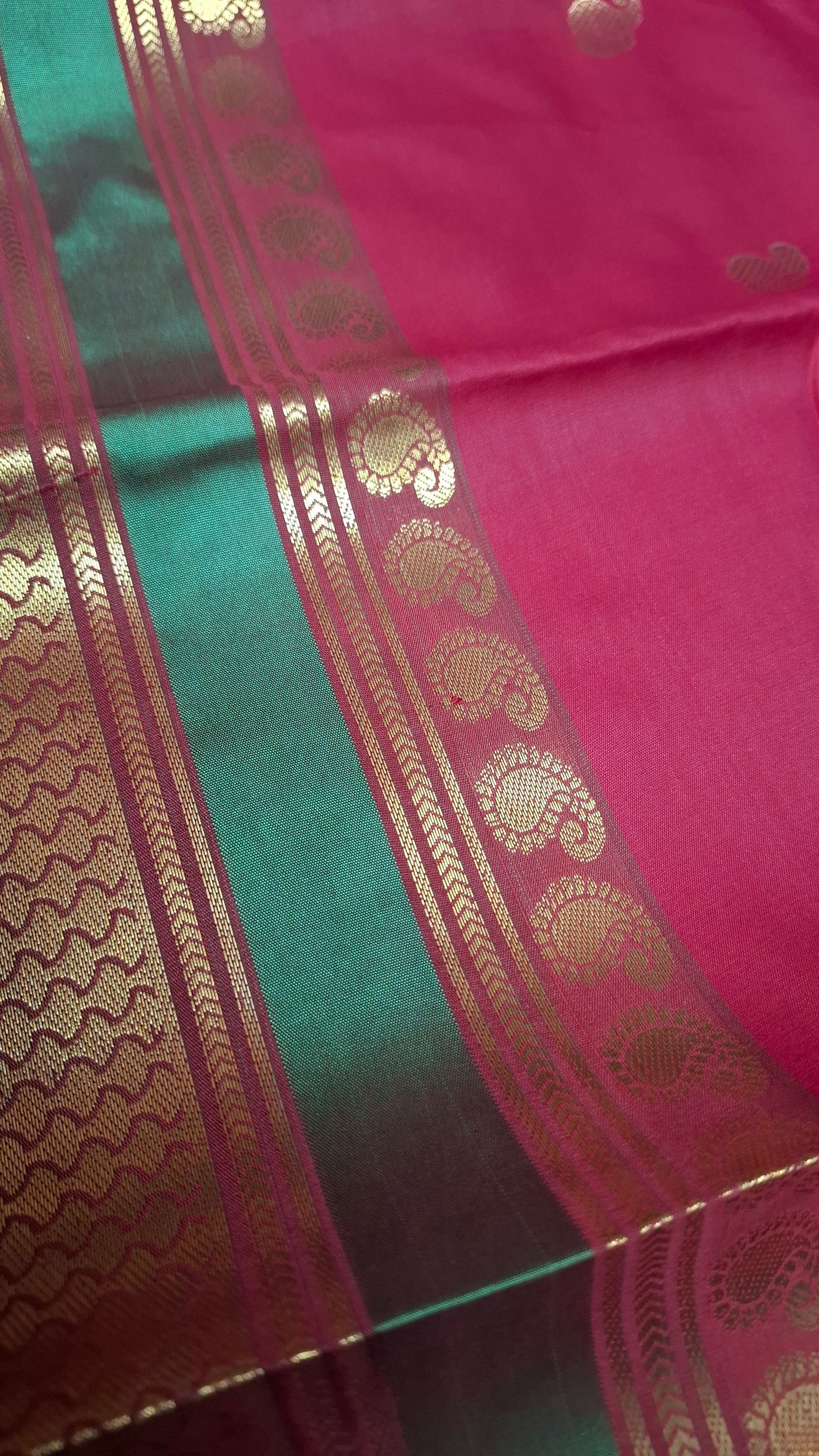 MAROON & GREEN KANJI SILK SAREE