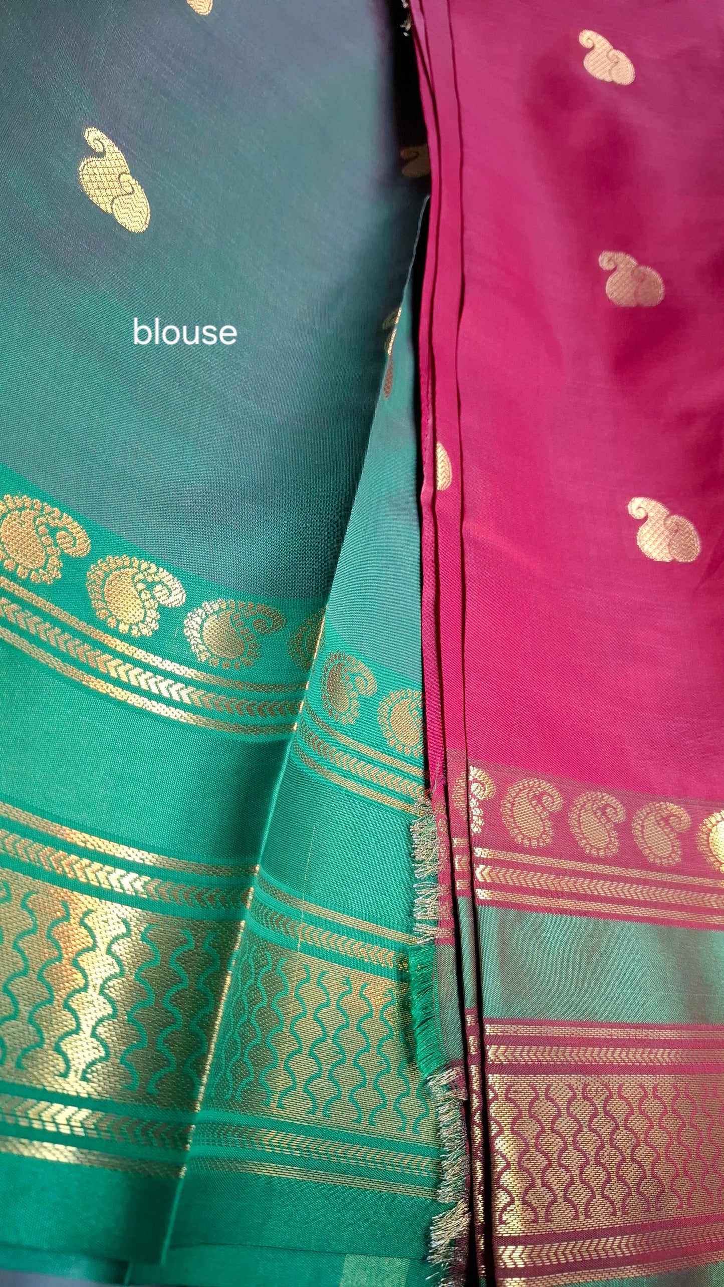 MAROON & GREEN KANJI SILK SAREE