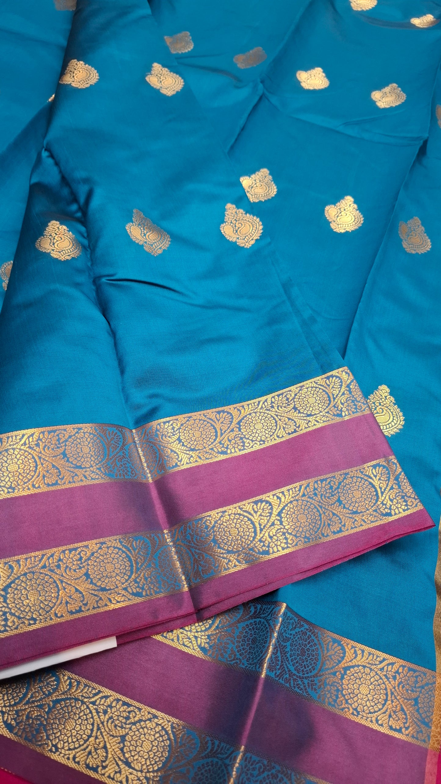 BLUE & MAGENTA KANJI SILK SAREE