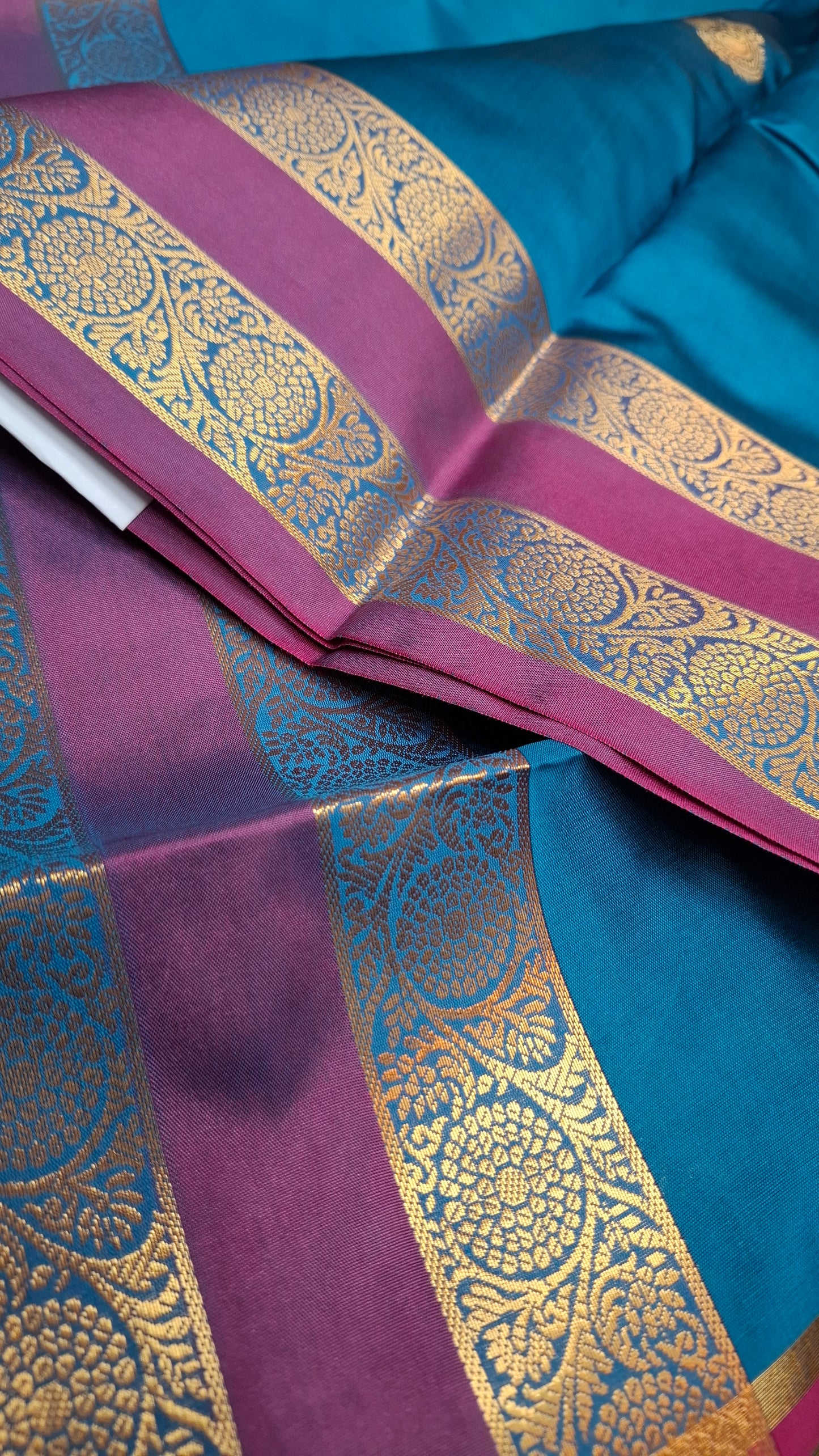 BLUE & MAGENTA KANJI SILK SAREE