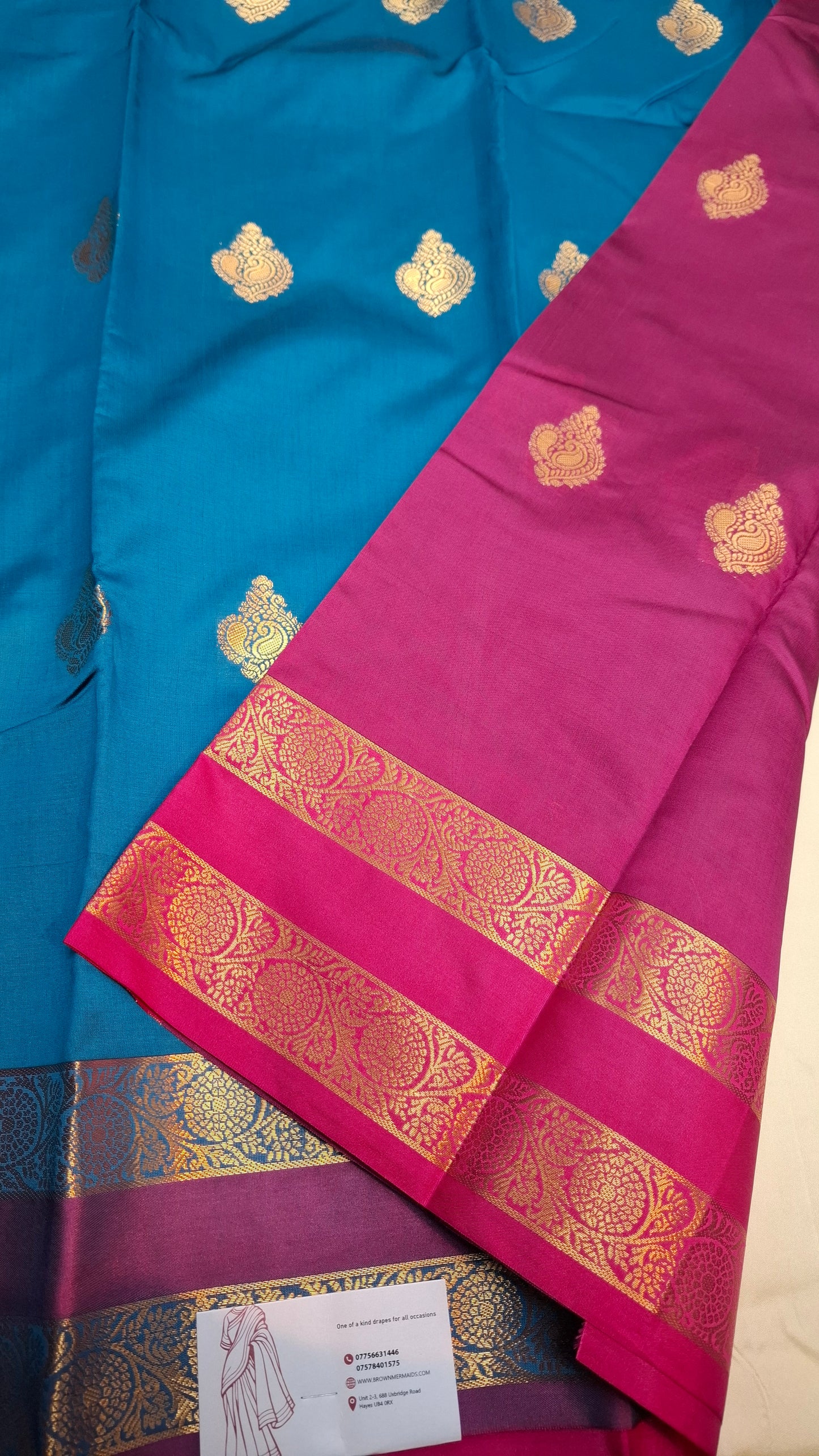 BLUE & MAGENTA KANJI SILK SAREE