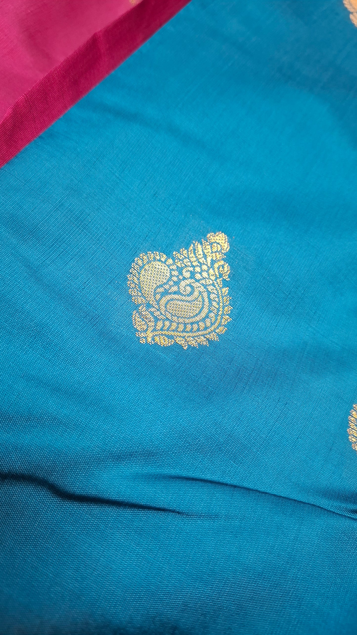 BLUE & MAGENTA KANJI SILK SAREE