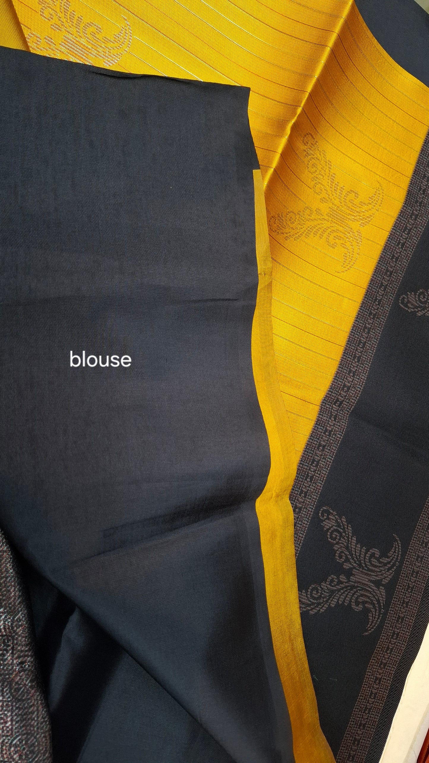 YELLOW & BLACK ART SILK + NECKLACE COMBO