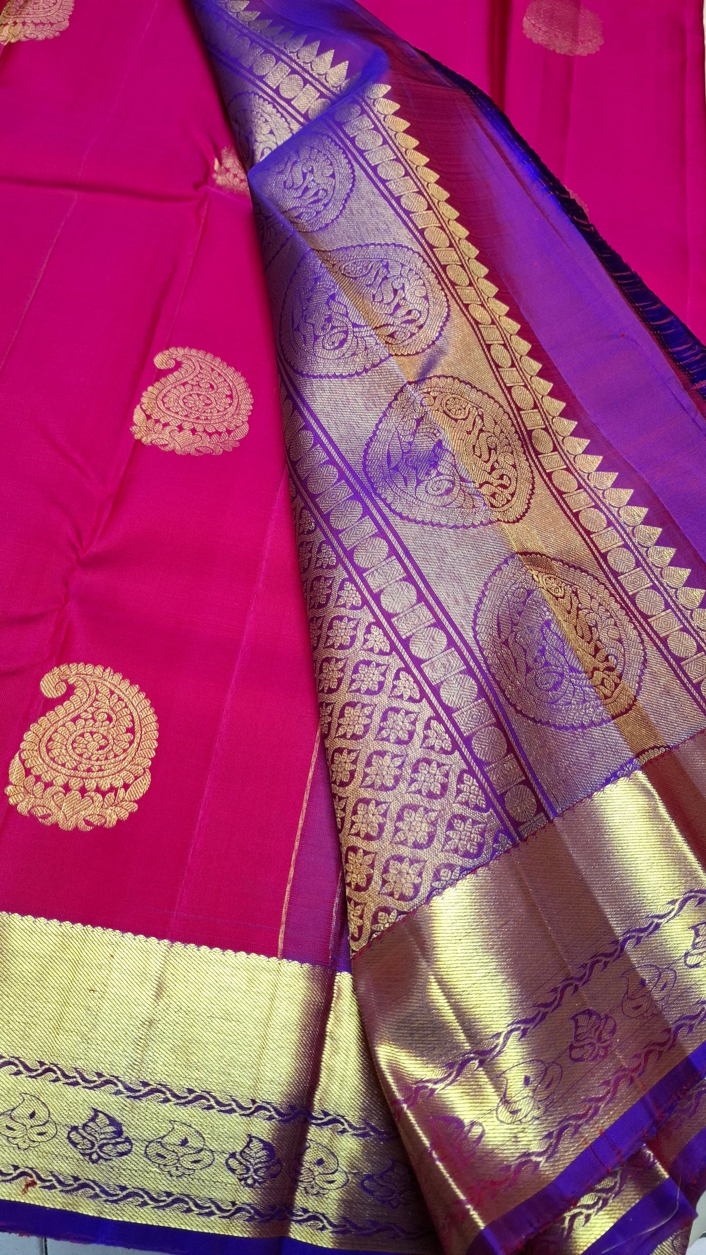 DARK HOT PINK & PURPLE KANJIPURAM