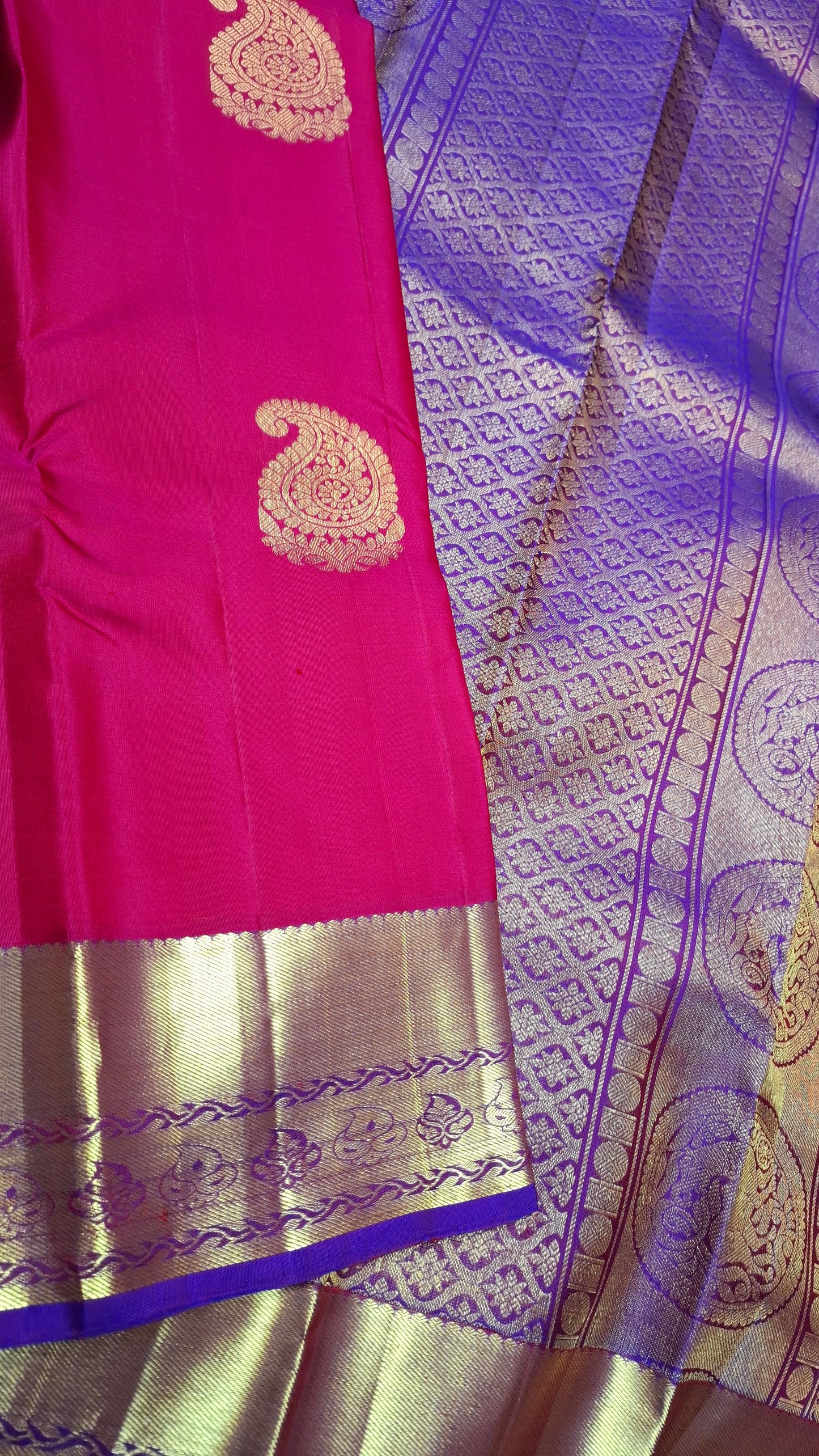 DARK HOT PINK & PURPLE KANJIPURAM