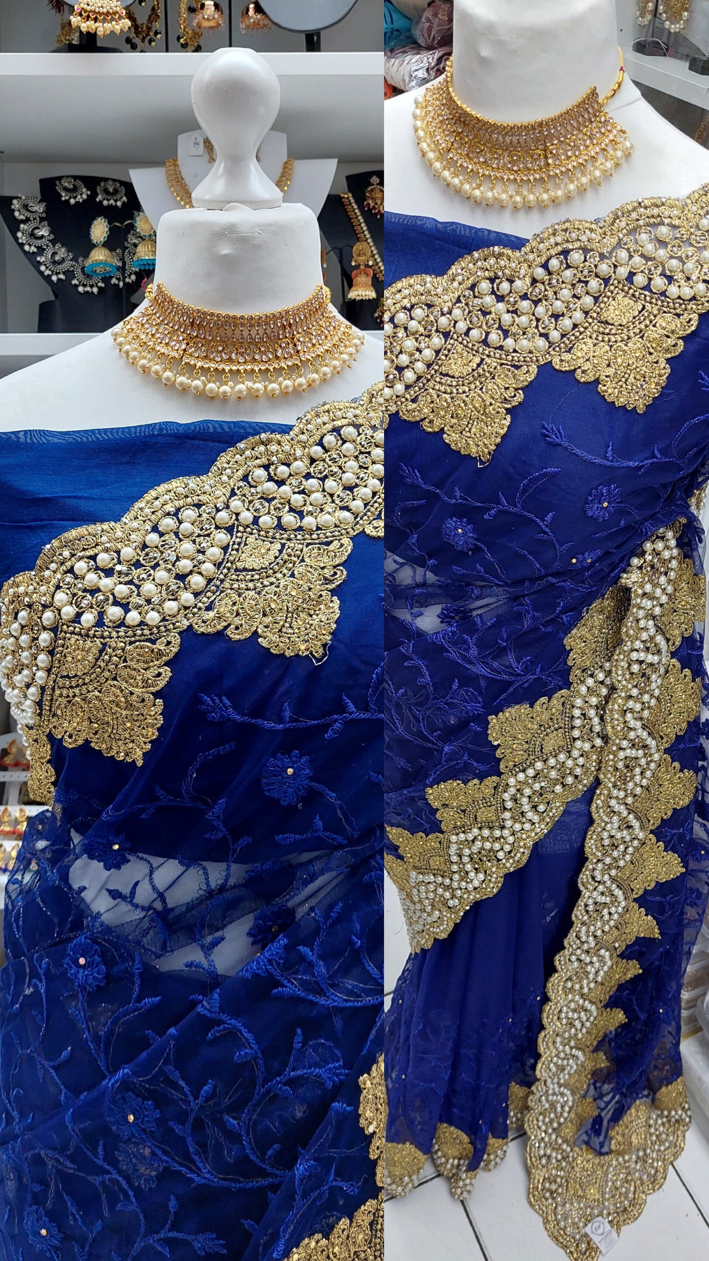 NAVY NET SAREE