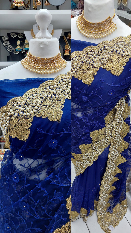 NAVY NET SAREE