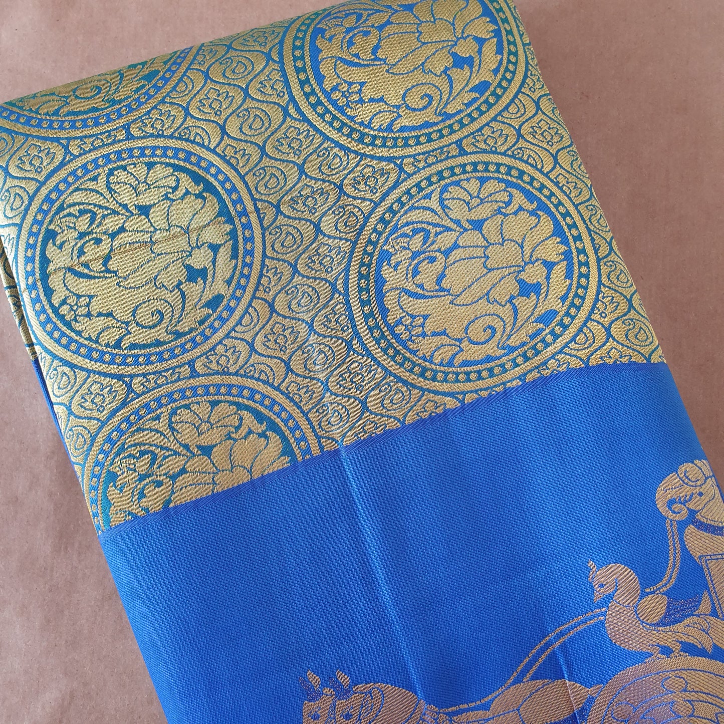 BLUE KANCHIPURAM HEAVY EMBROIDERY