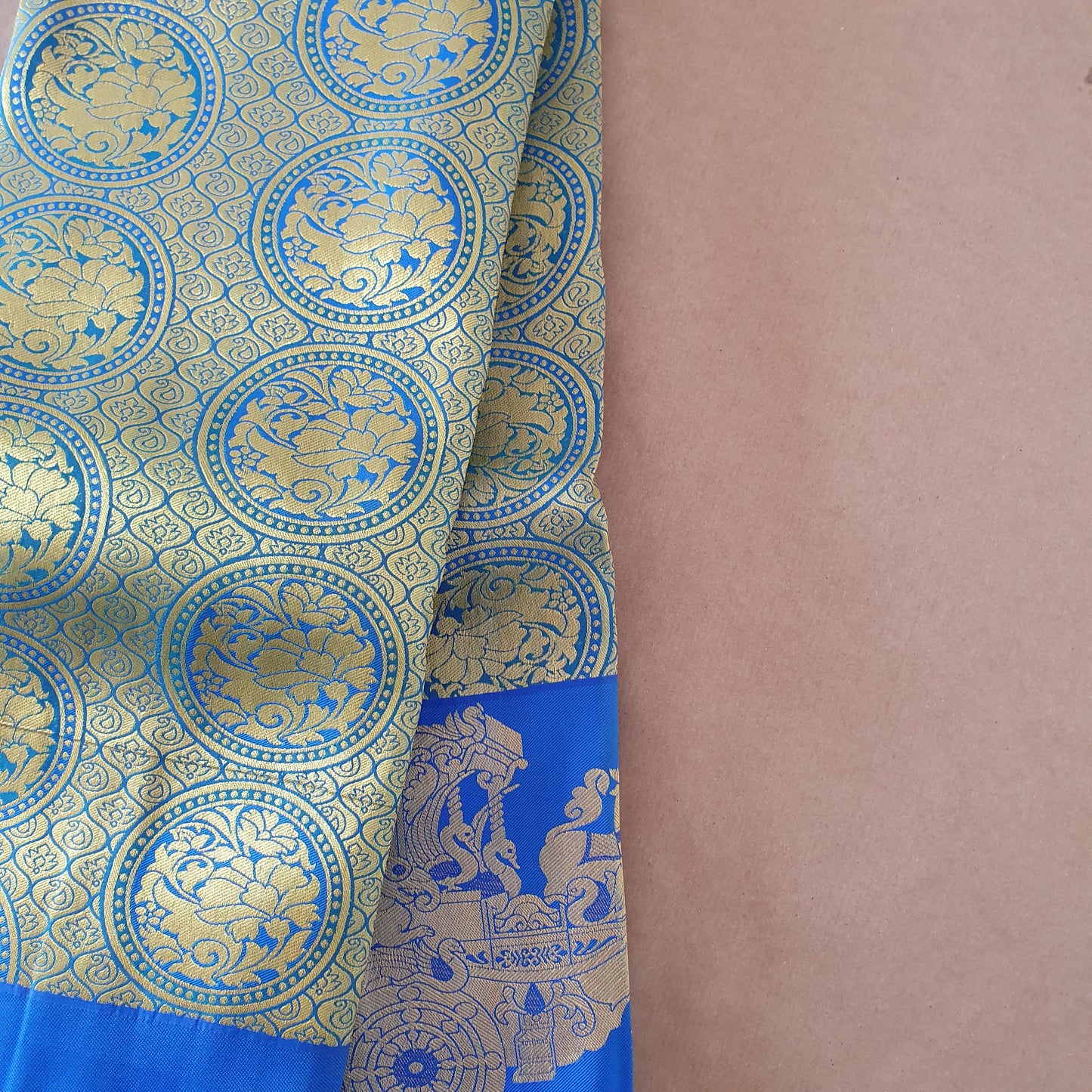 BLUE KANCHIPURAM HEAVY EMBROIDERY