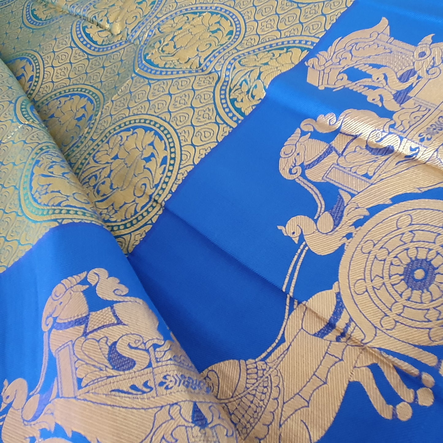 BLUE KANCHIPURAM HEAVY EMBROIDERY
