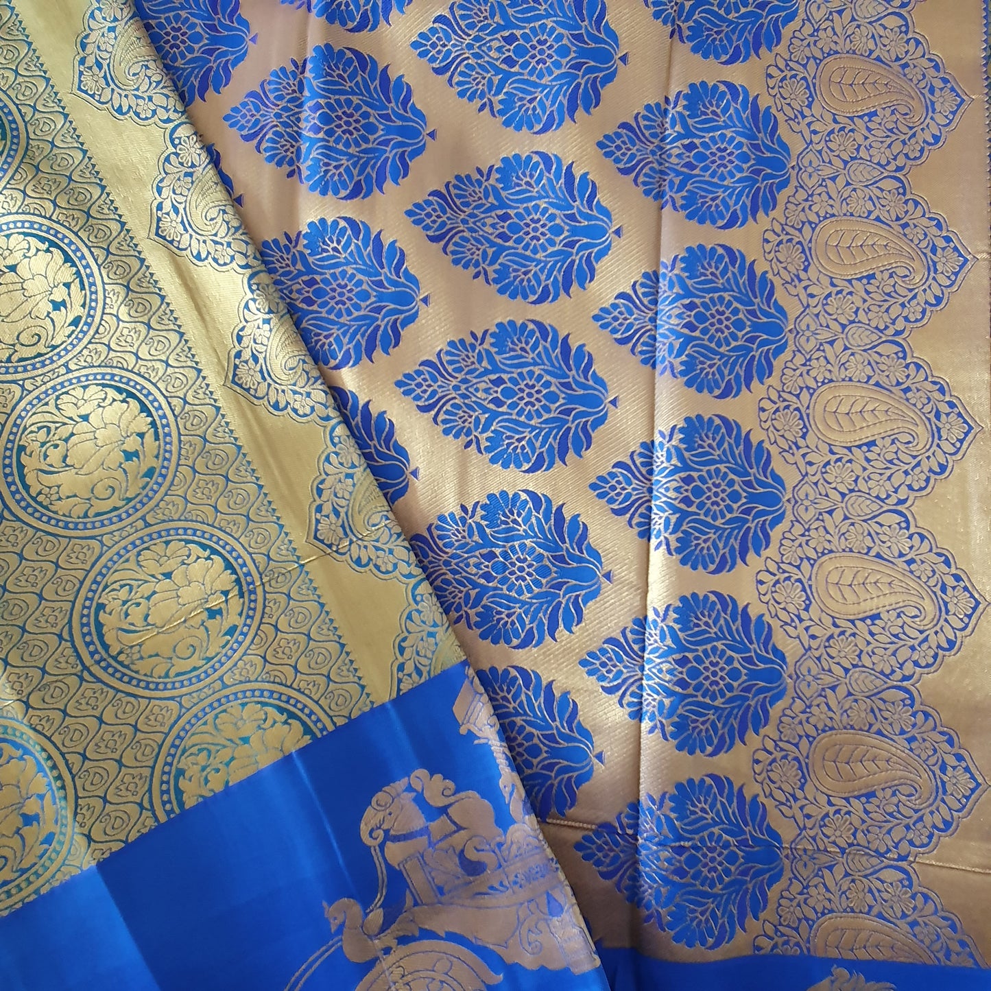 BLUE KANCHIPURAM HEAVY EMBROIDERY