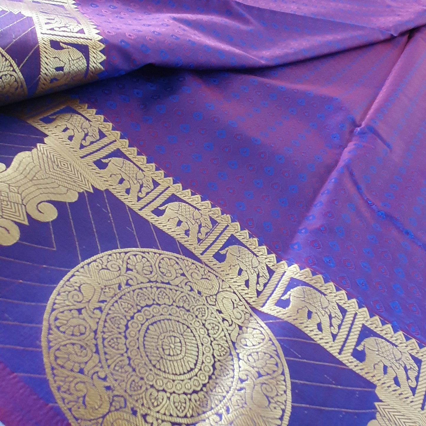 PURPLE DUAL TONE MANDALA SILK