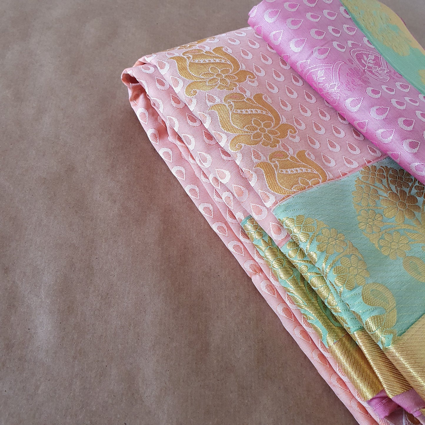 SALMON PINK SILK SAREE