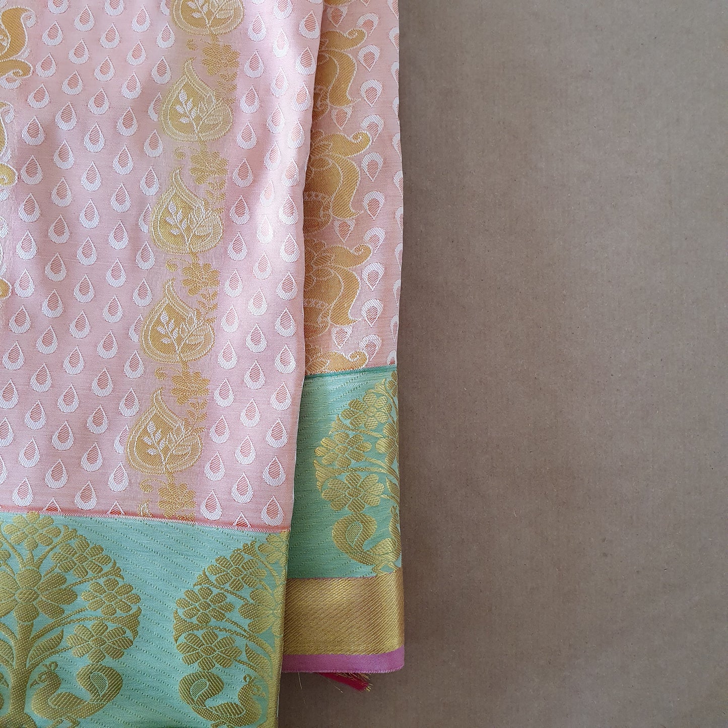 SALMON PINK SILK SAREE