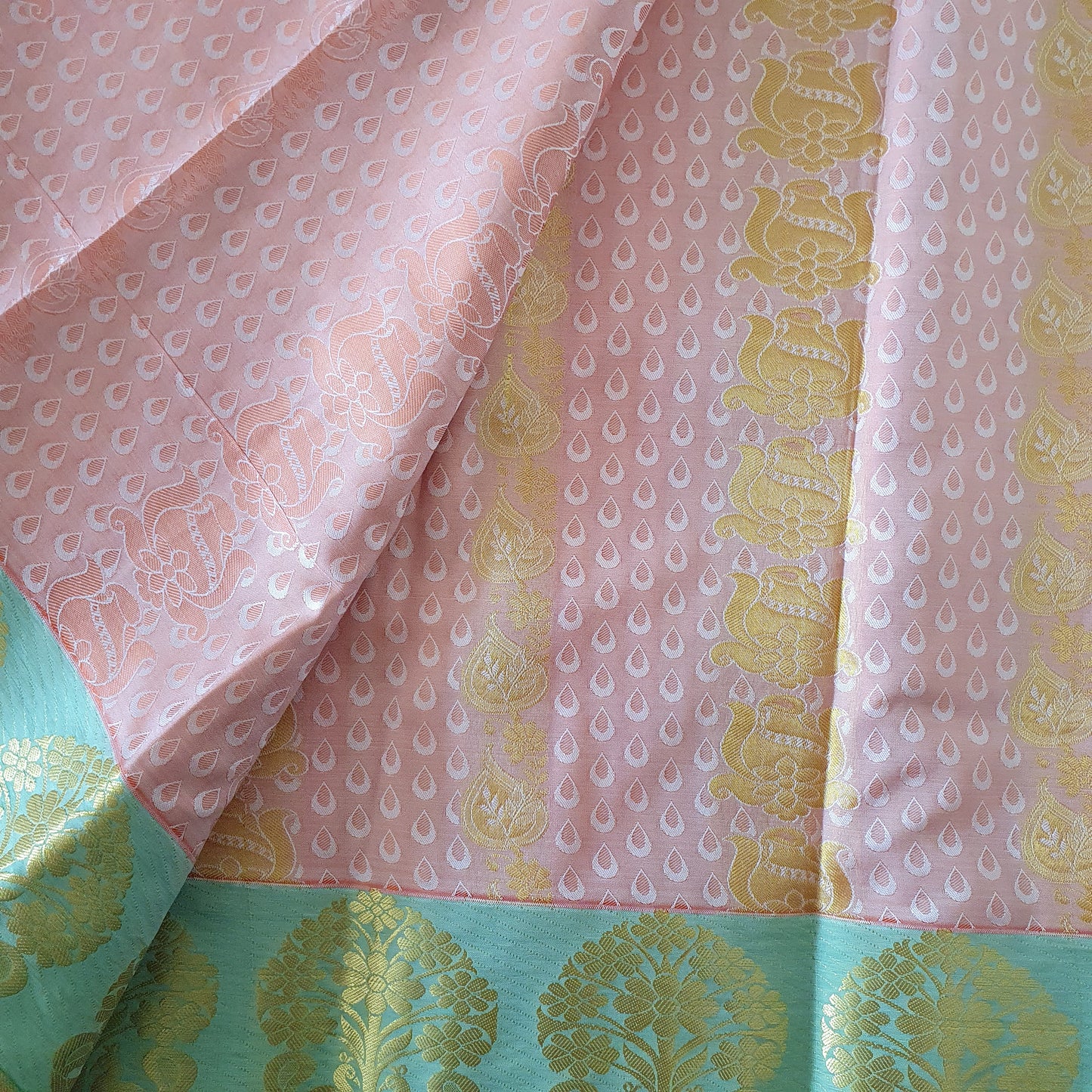 SALMON PINK SILK SAREE