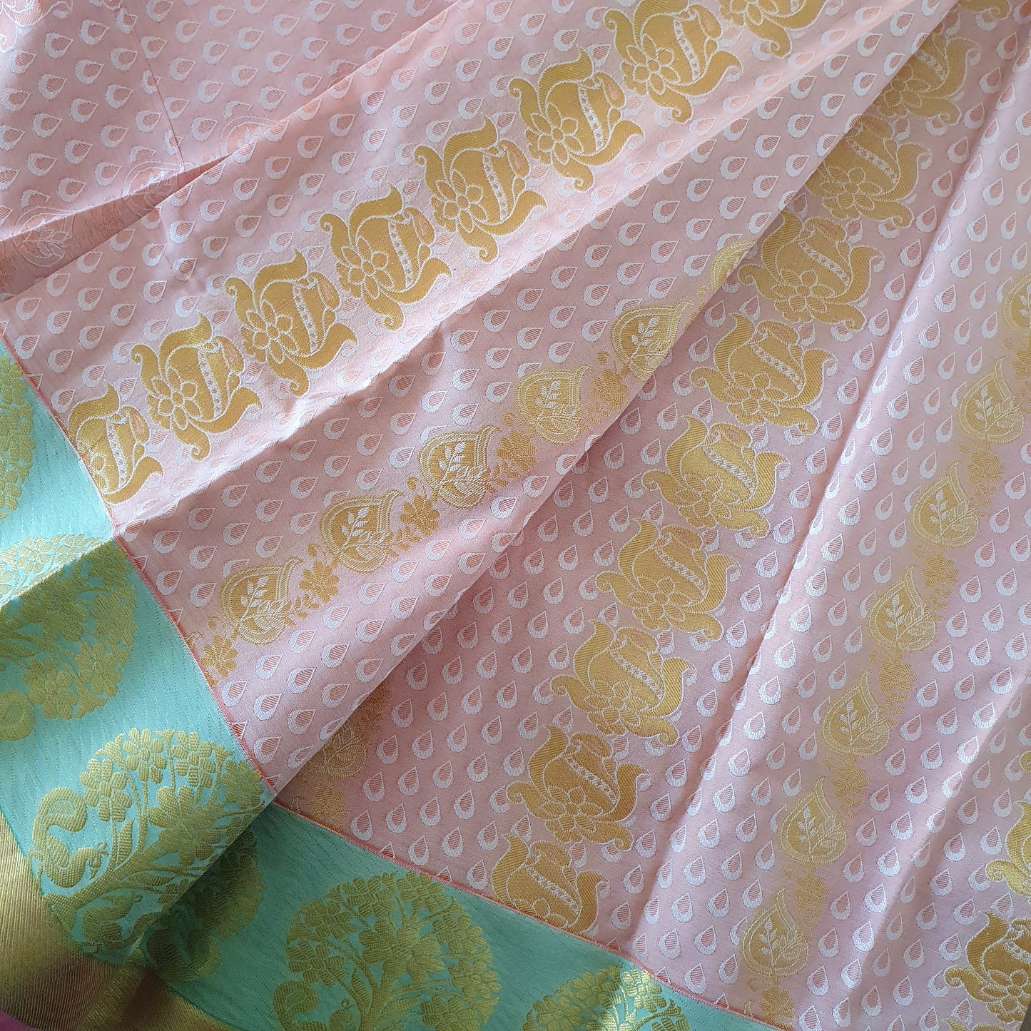 SALMON PINK SILK SAREE