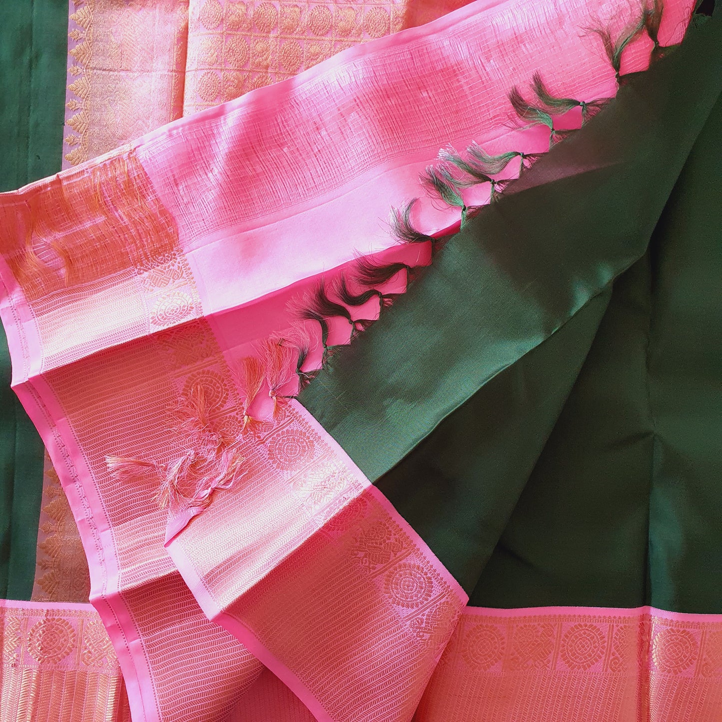 GREEN AND PINK KANCHIPURAM