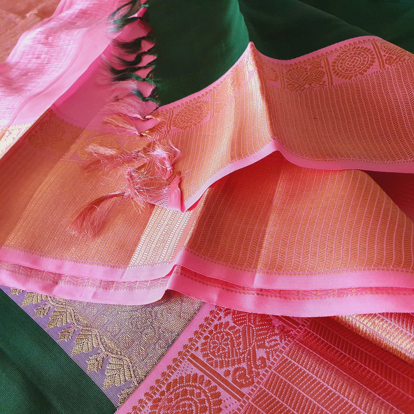 GREEN AND PINK KANCHIPURAM