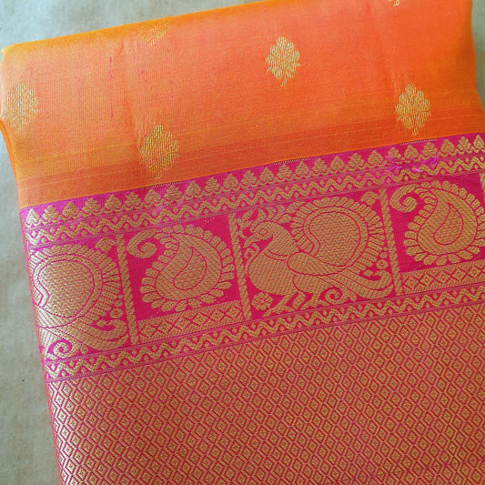 ORANGE AND PINK KANCHIPURAM