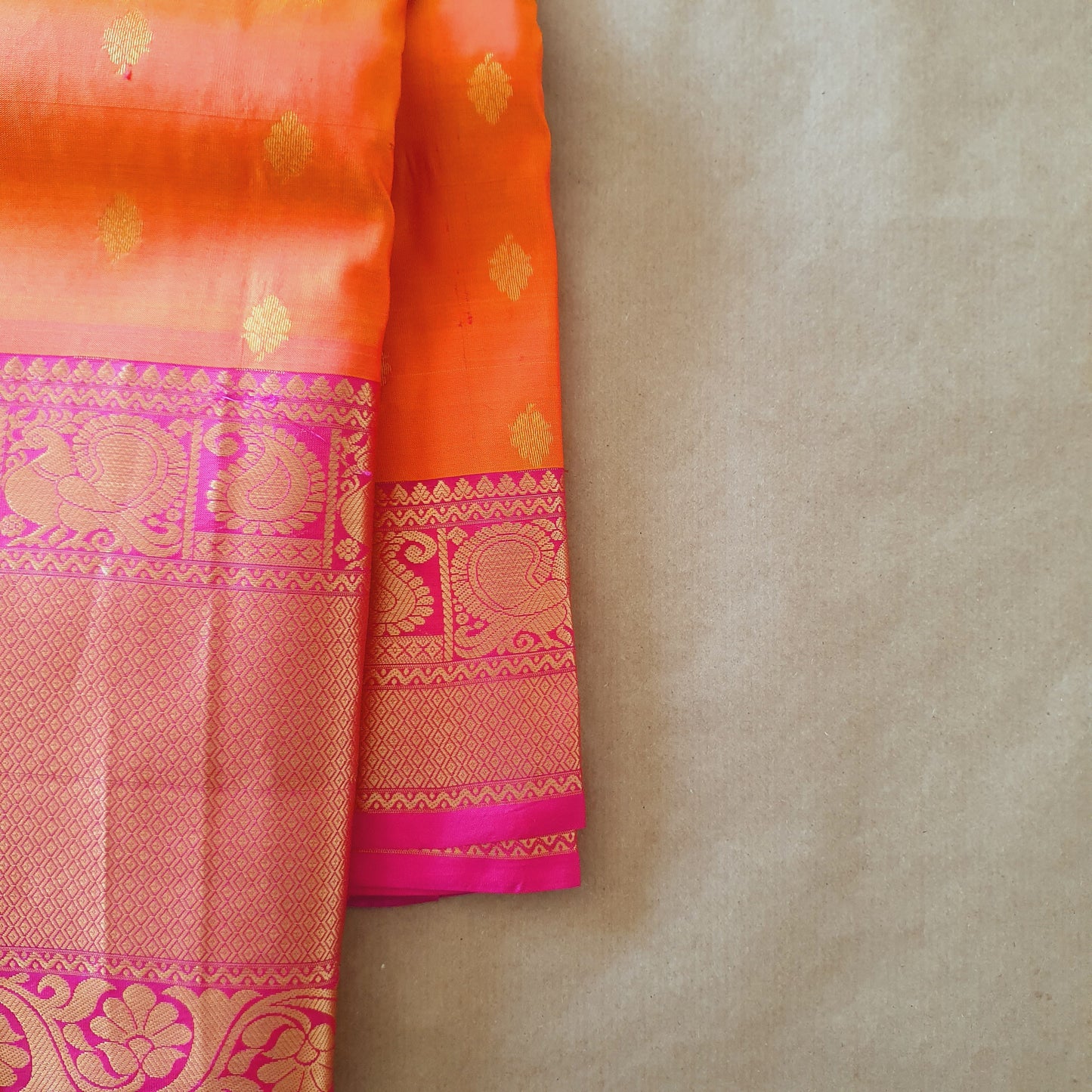 ORANGE AND PINK KANCHIPURAM