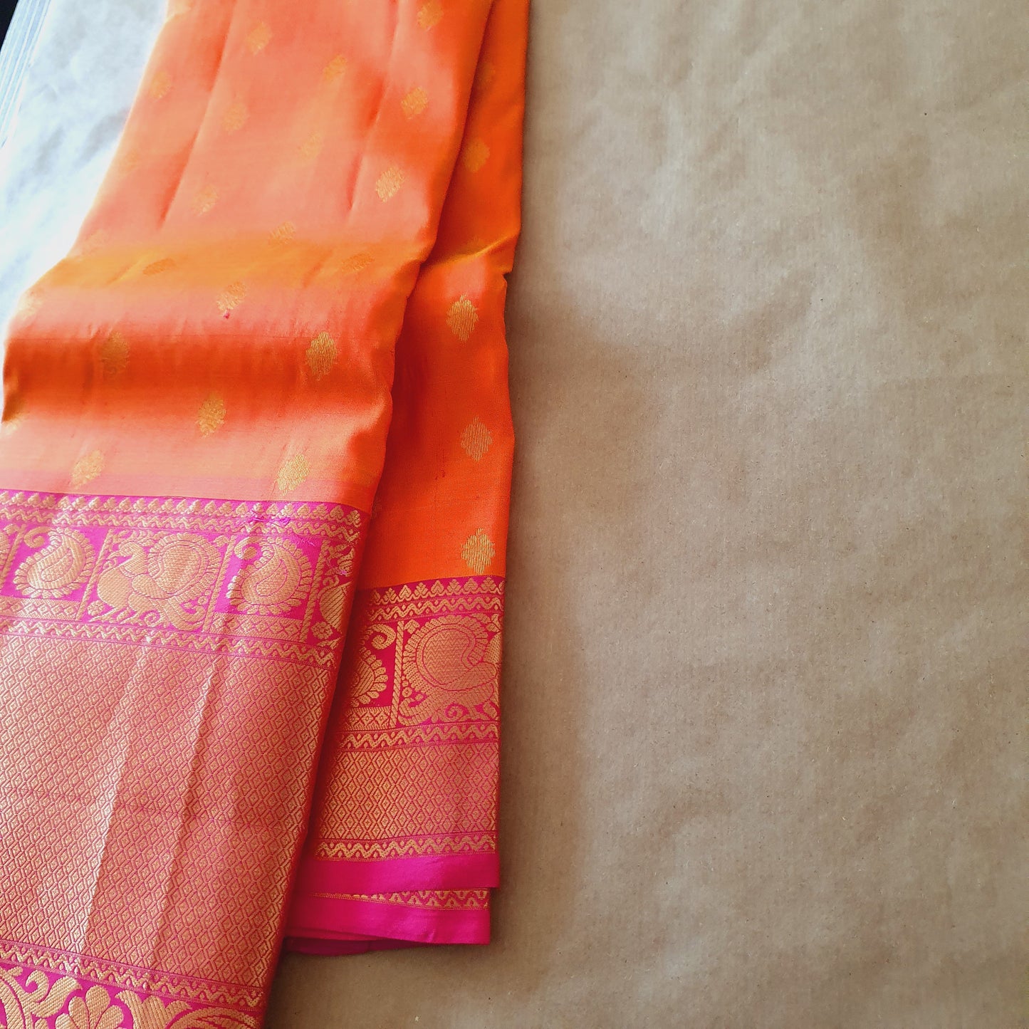 ORANGE AND PINK KANCHIPURAM