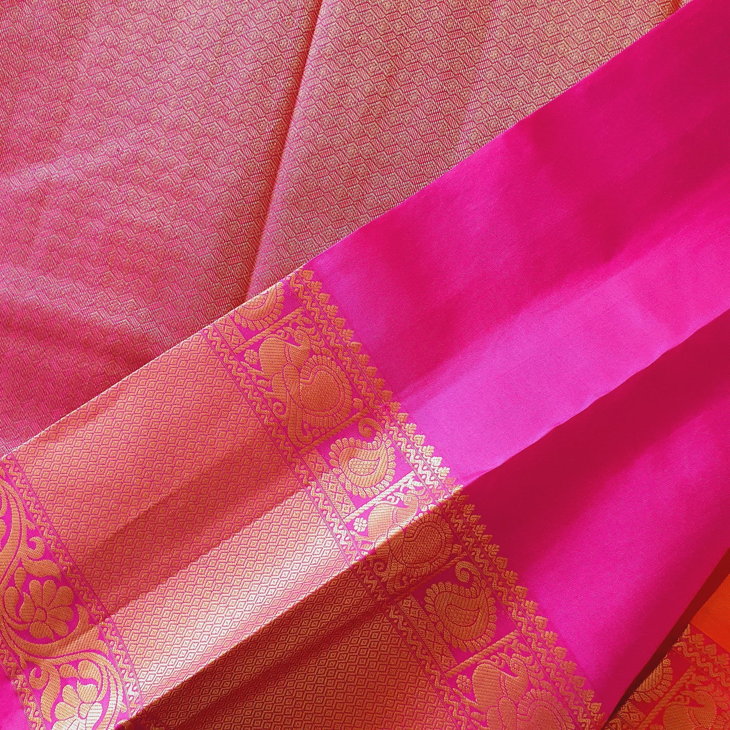 ORANGE AND PINK KANCHIPURAM