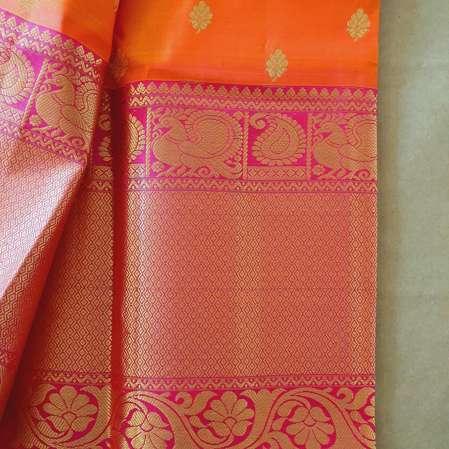 ORANGE AND PINK KANCHIPURAM