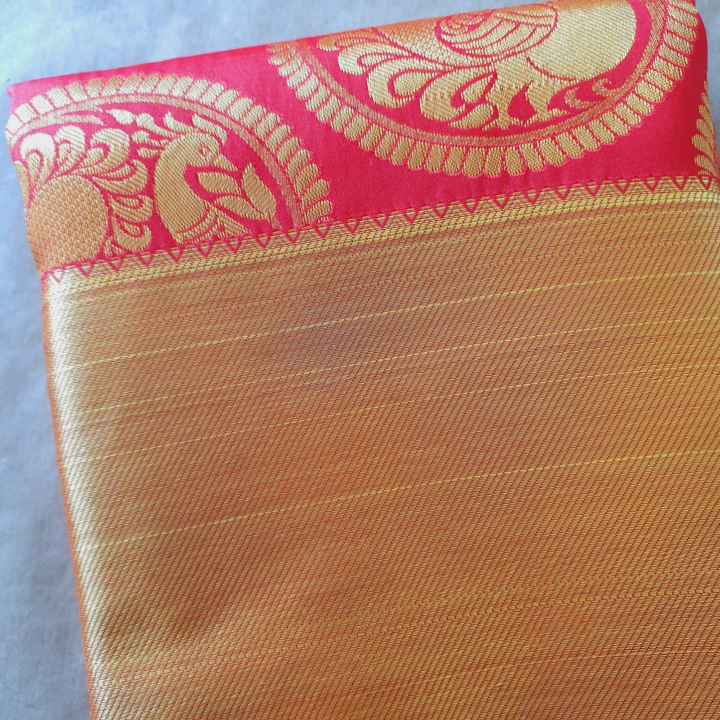 RED PEACOCK & ELEPHANTS KANCHIPURAM