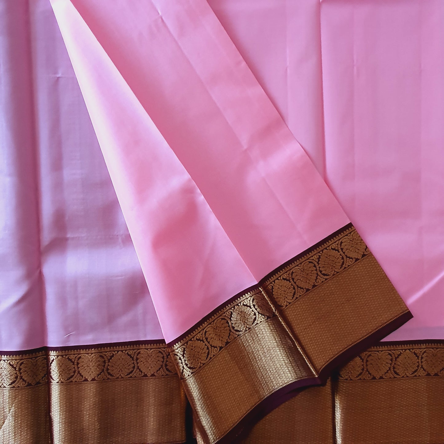 BABY PINK AND BROWN KANCHIPURAM