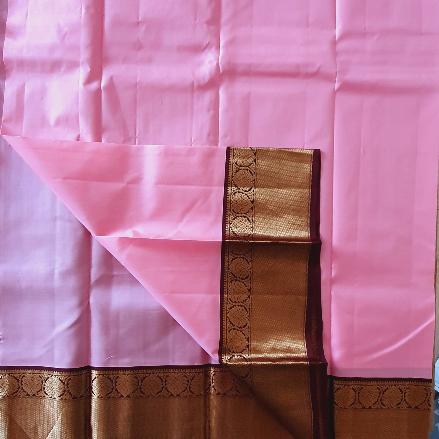 BABY PINK AND BROWN KANCHIPURAM