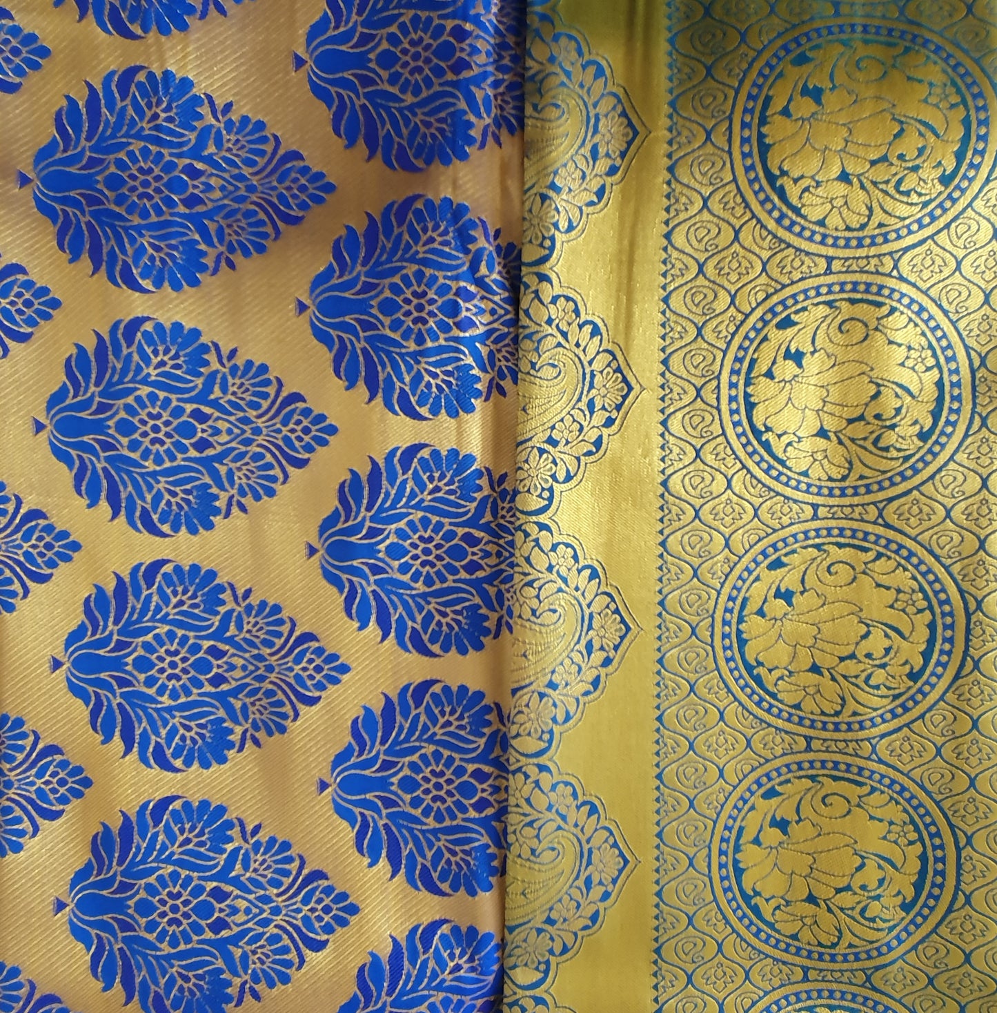 BLUE KANCHIPURAM HEAVY EMBROIDERY