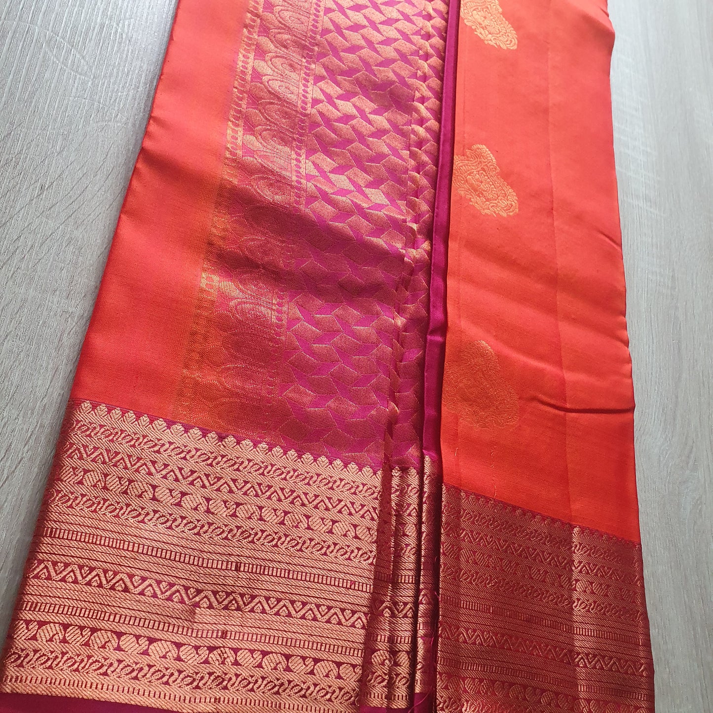 CORAL ORANGE KANJIPURAM