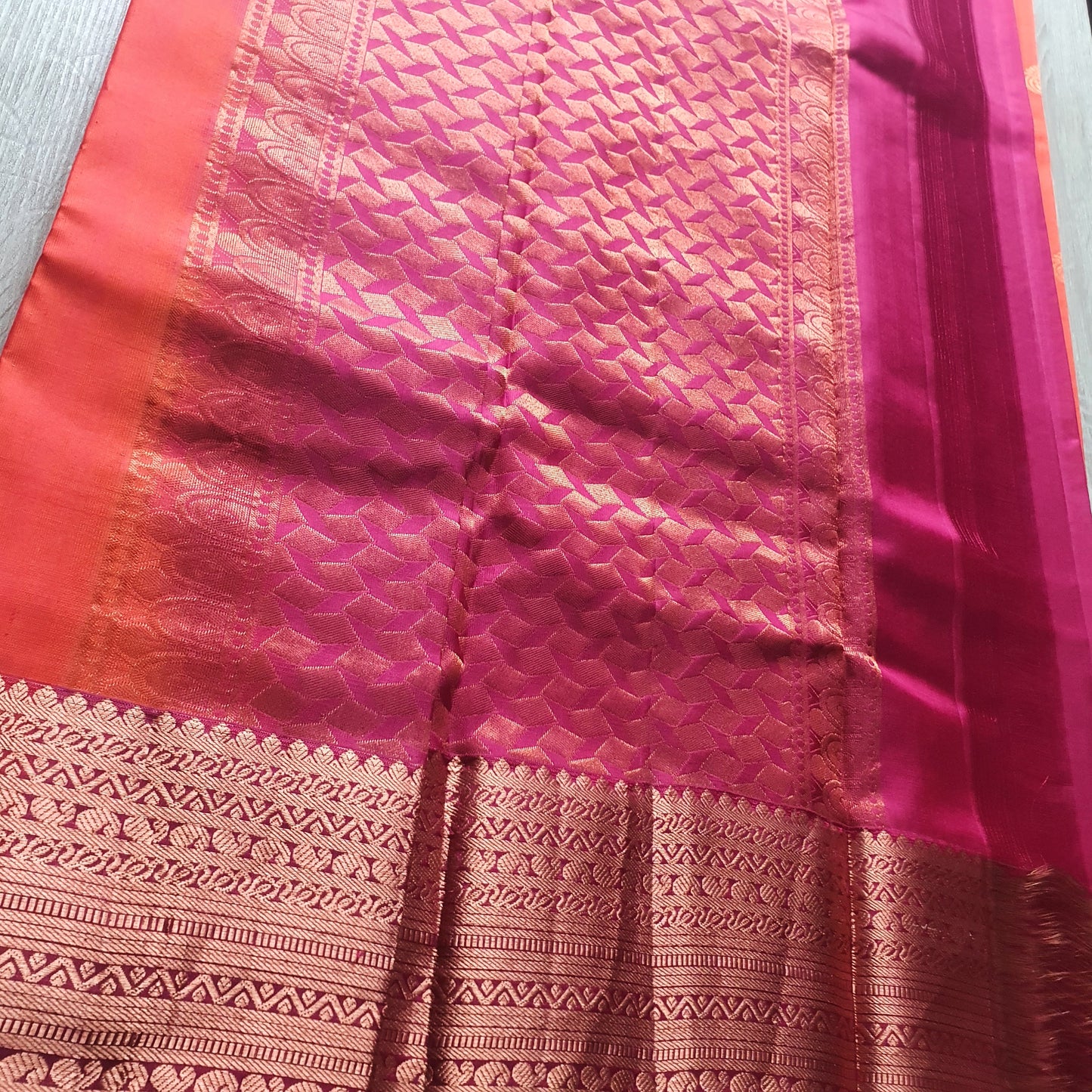 CORAL ORANGE KANJIPURAM