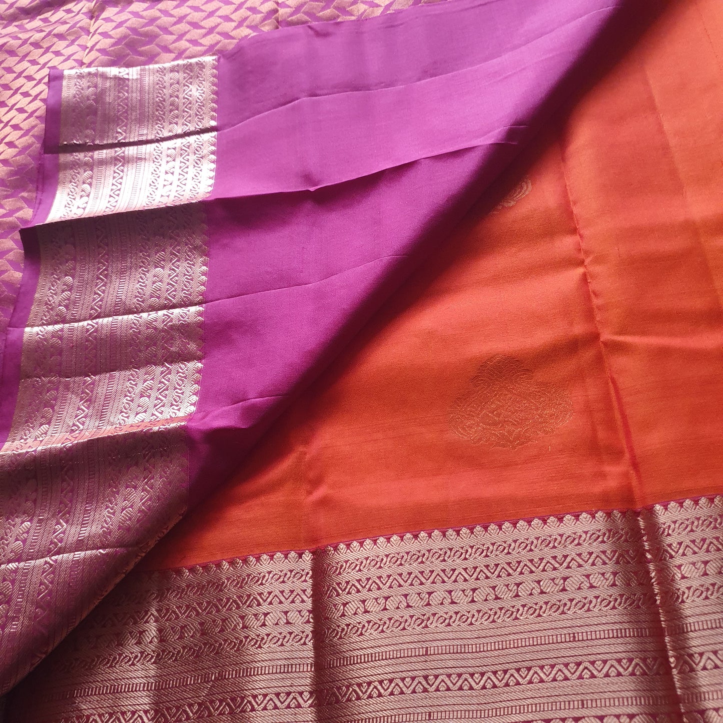 CORAL ORANGE KANJIPURAM